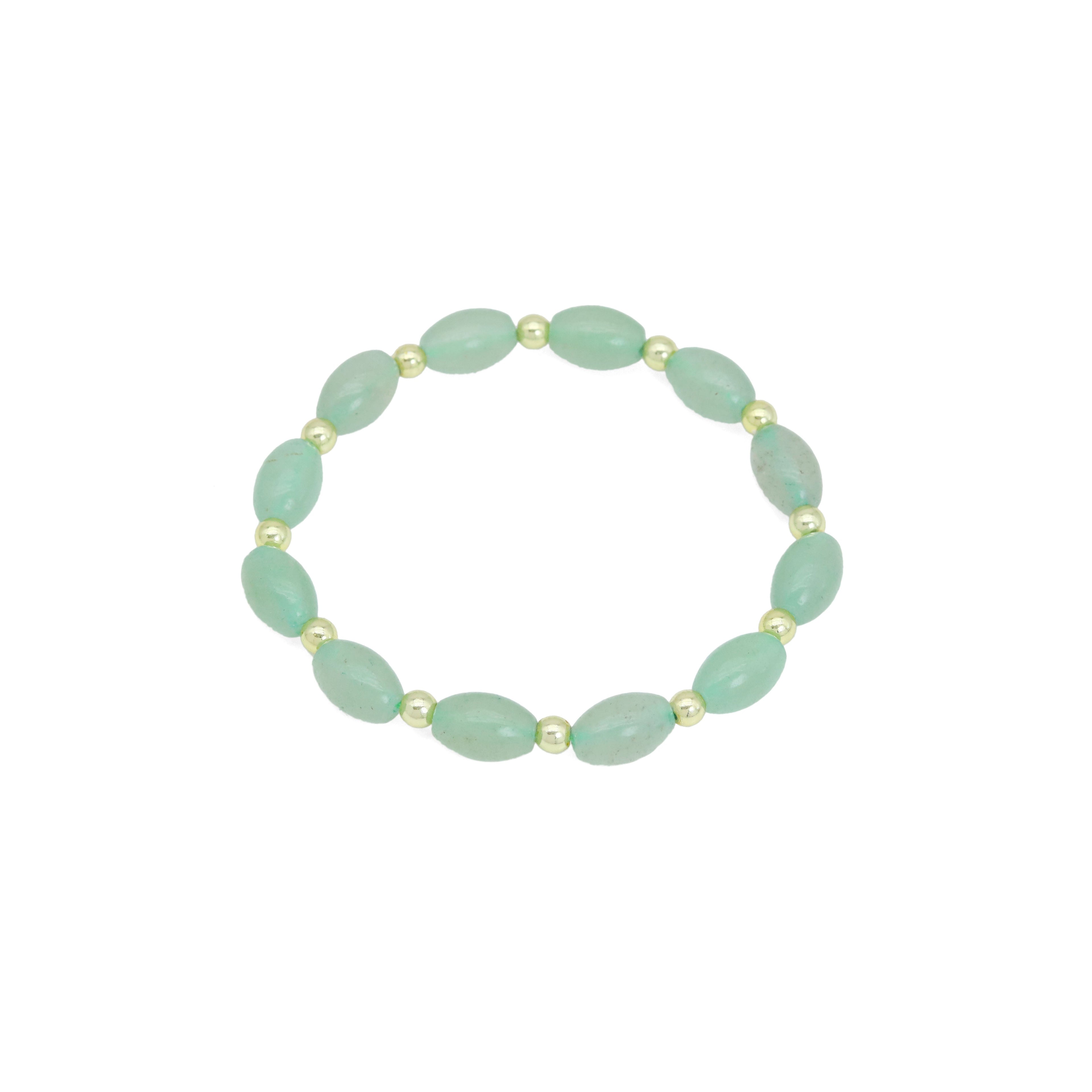 8x12mm Natural Barrel Adventure with Gold hematite Stretchy Bracelet, sku#EF617