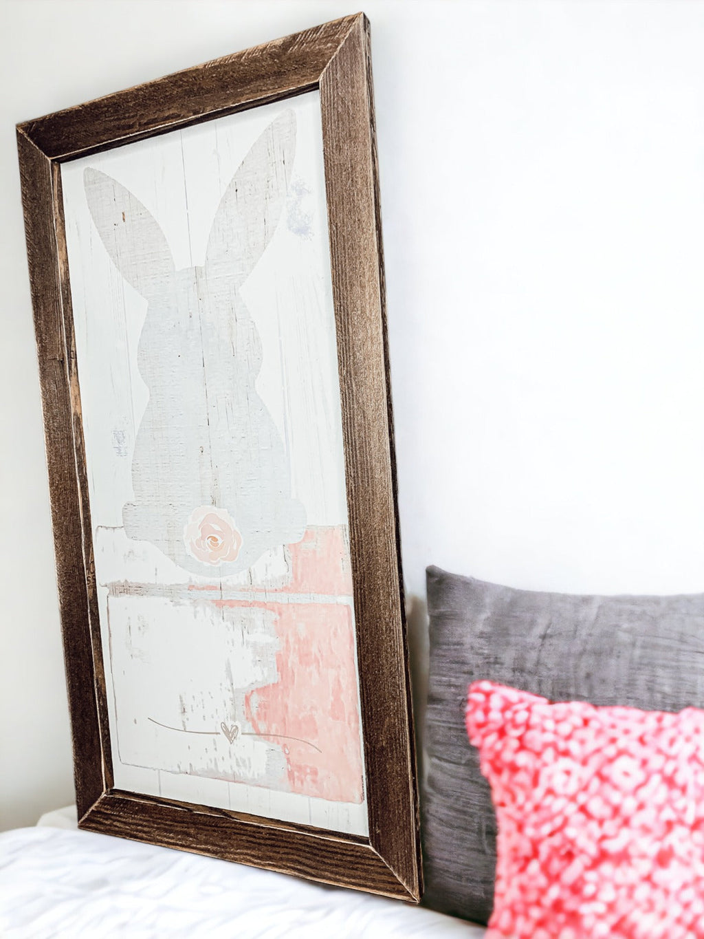 Bunny Tail Rustic Farmhouse Wooden Sign 24x12 Inch Spring Easter Decor Farmhouse Wall Hanging