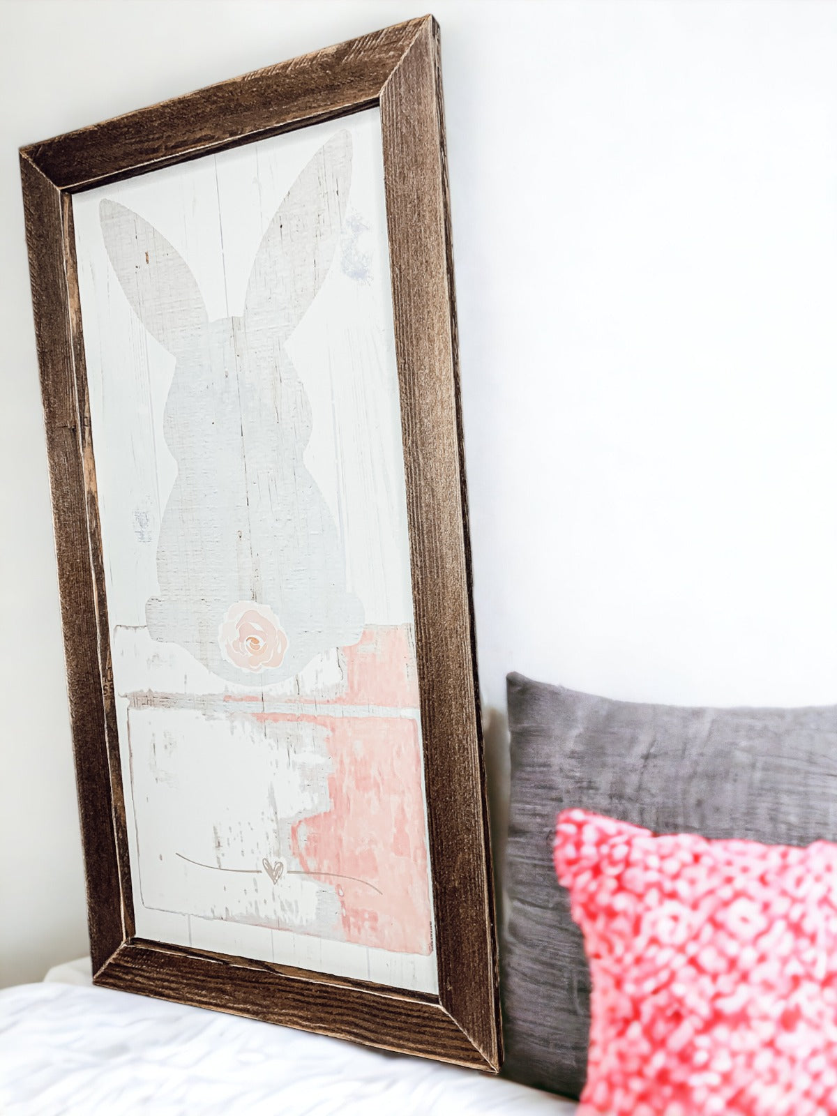 Bunny Tail Rustic Farmhouse Wooden Sign 24x12 Inch Spring Easter Decor Farmhouse Wall Hanging