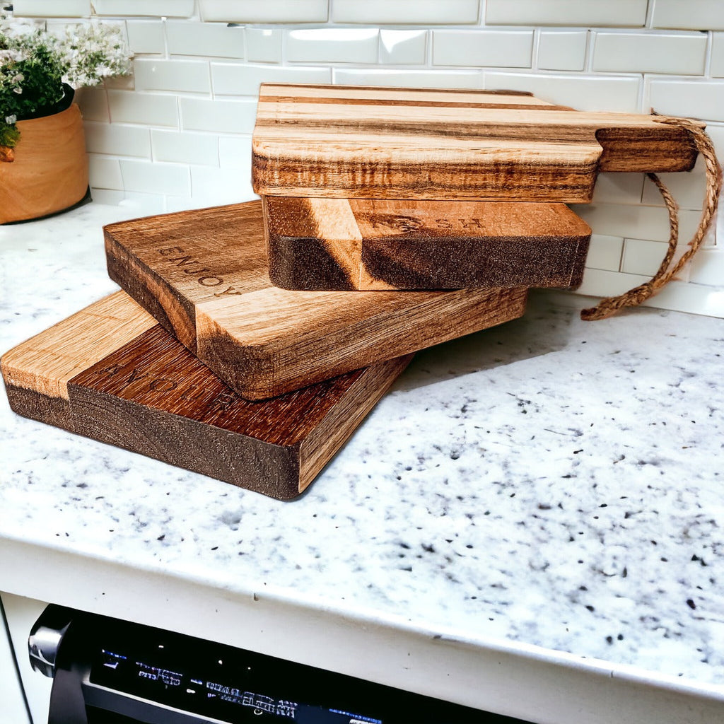 Acacia Charcuterie Boards Set Of 4 8x4.5in Small Serving Boards With Jute Hangs