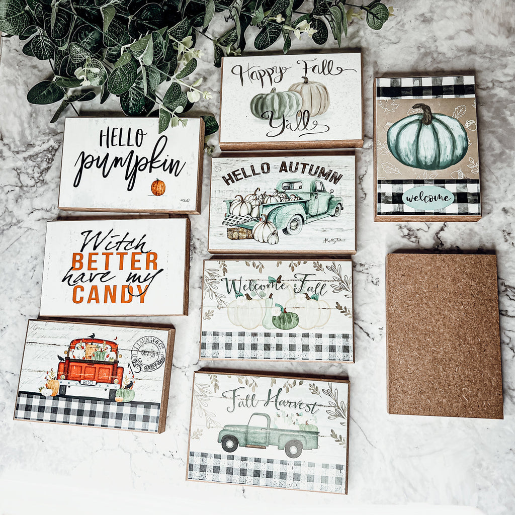 Happy Fall Y'all Wooden Sign 6x4 Pastel Farmhouse Autumn Home Decor