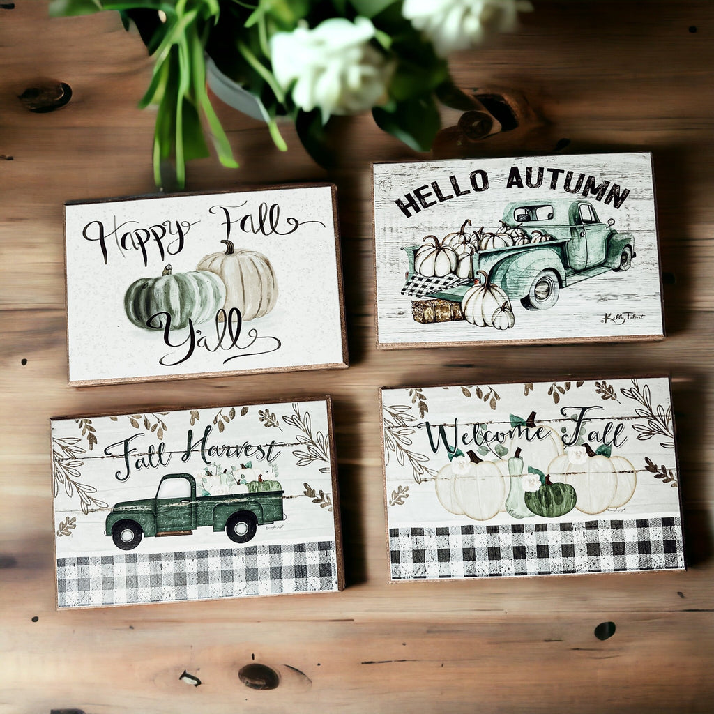Fall Welcome Wooden Sign 6x4x1 Handmade Tiered Tray Shelf Mantel Decor