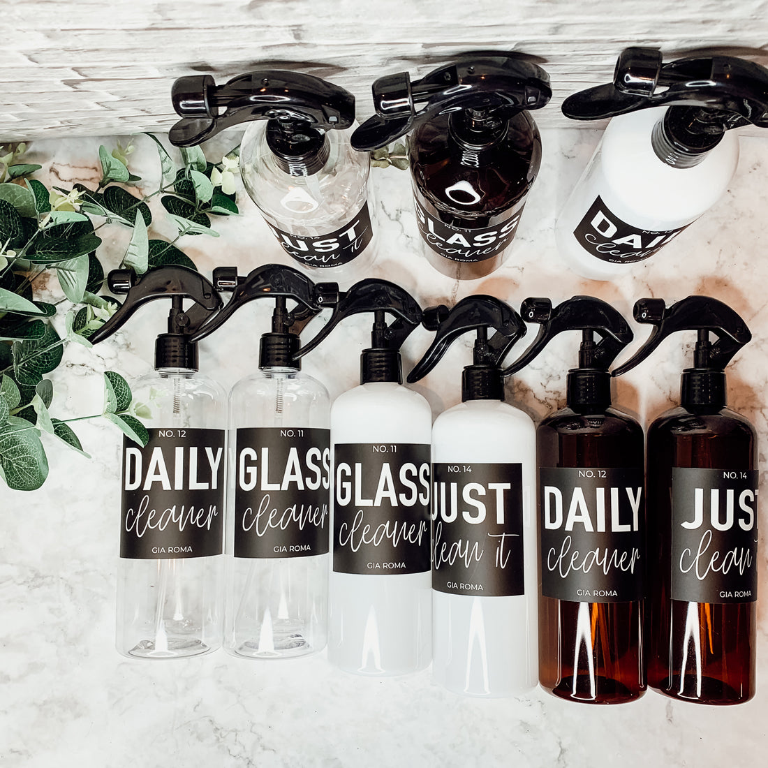 16oz Plastic Spray Bottles With White Or Black Waterproof Labels