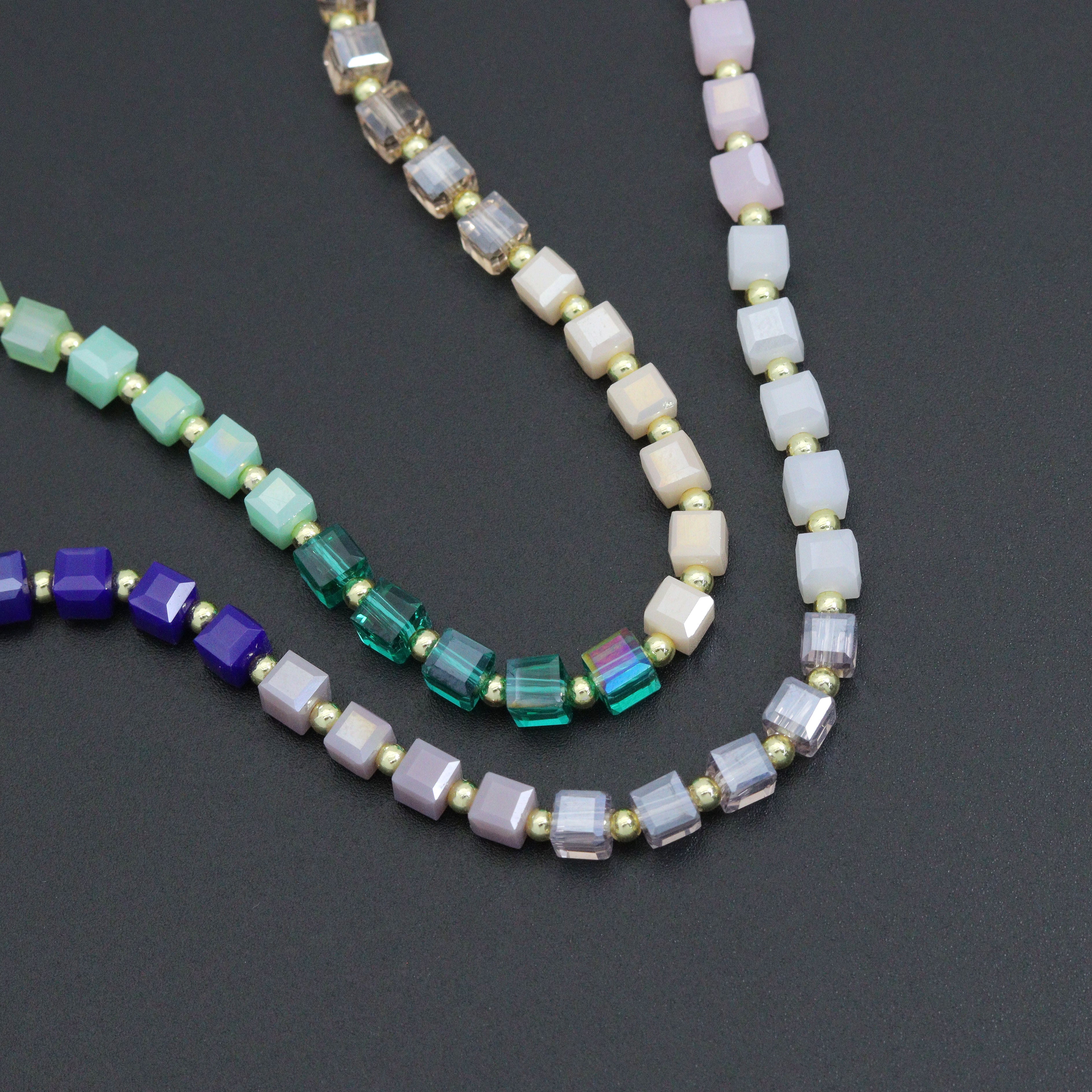 Rainbow Color Cube Stone Necklace/Bracelet with Toggle clasp, sku#EF763