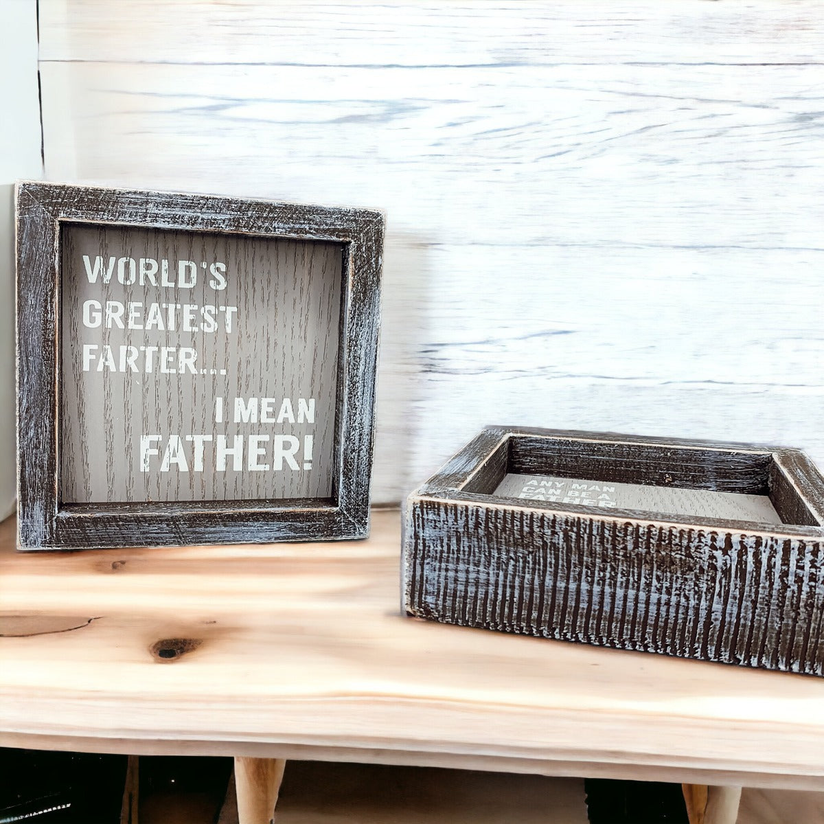 Funny Wooden Father's Day Sign Greatest Farter I Mean Father Rustic Handmade Dad Gift Decor