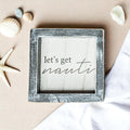 Nauti Wooden Nautical Home Decor Sign 5x5 Distressed Gray Frame Beach House Wall Accent