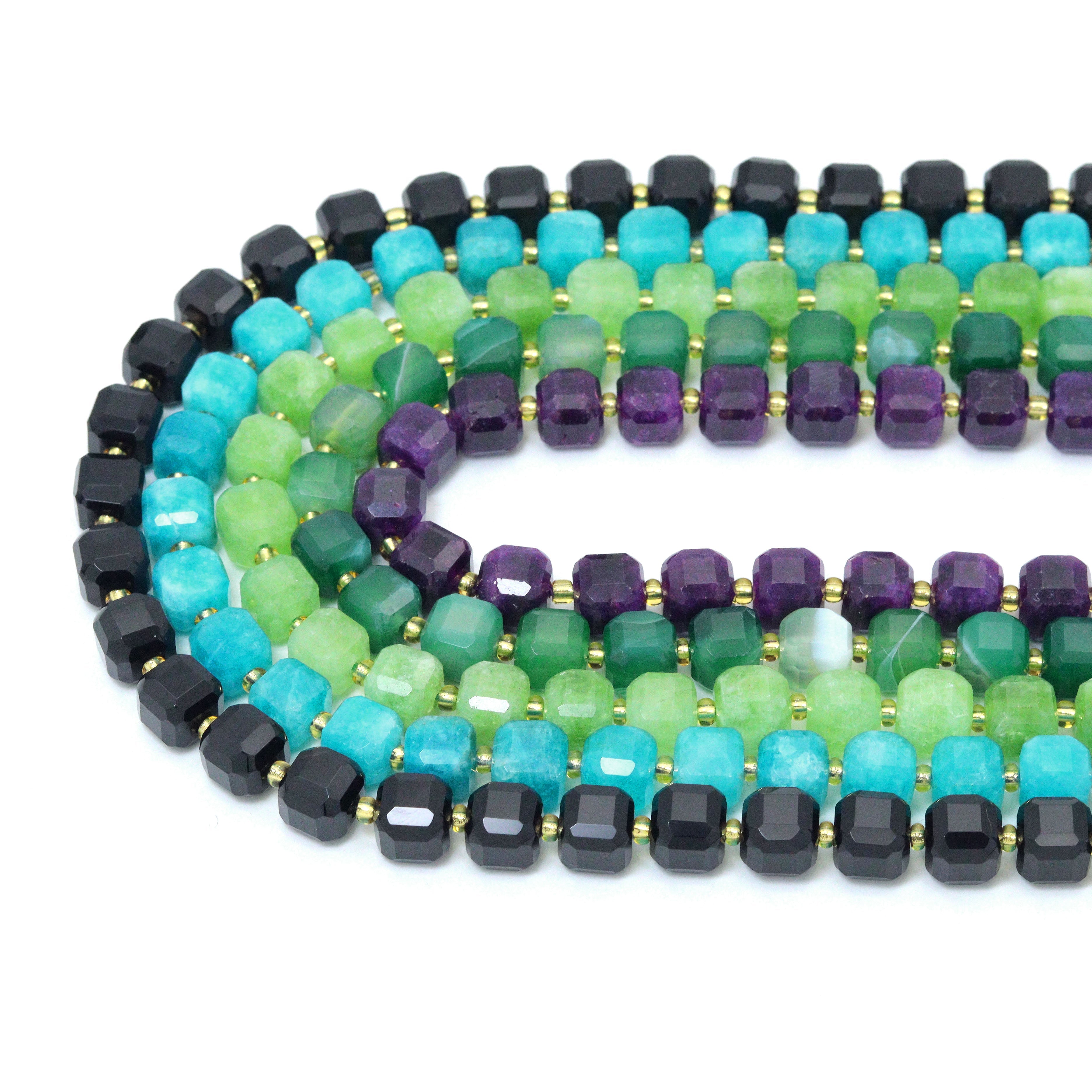 10x10 mm Faceted Cube Jade Beads, U2246-3