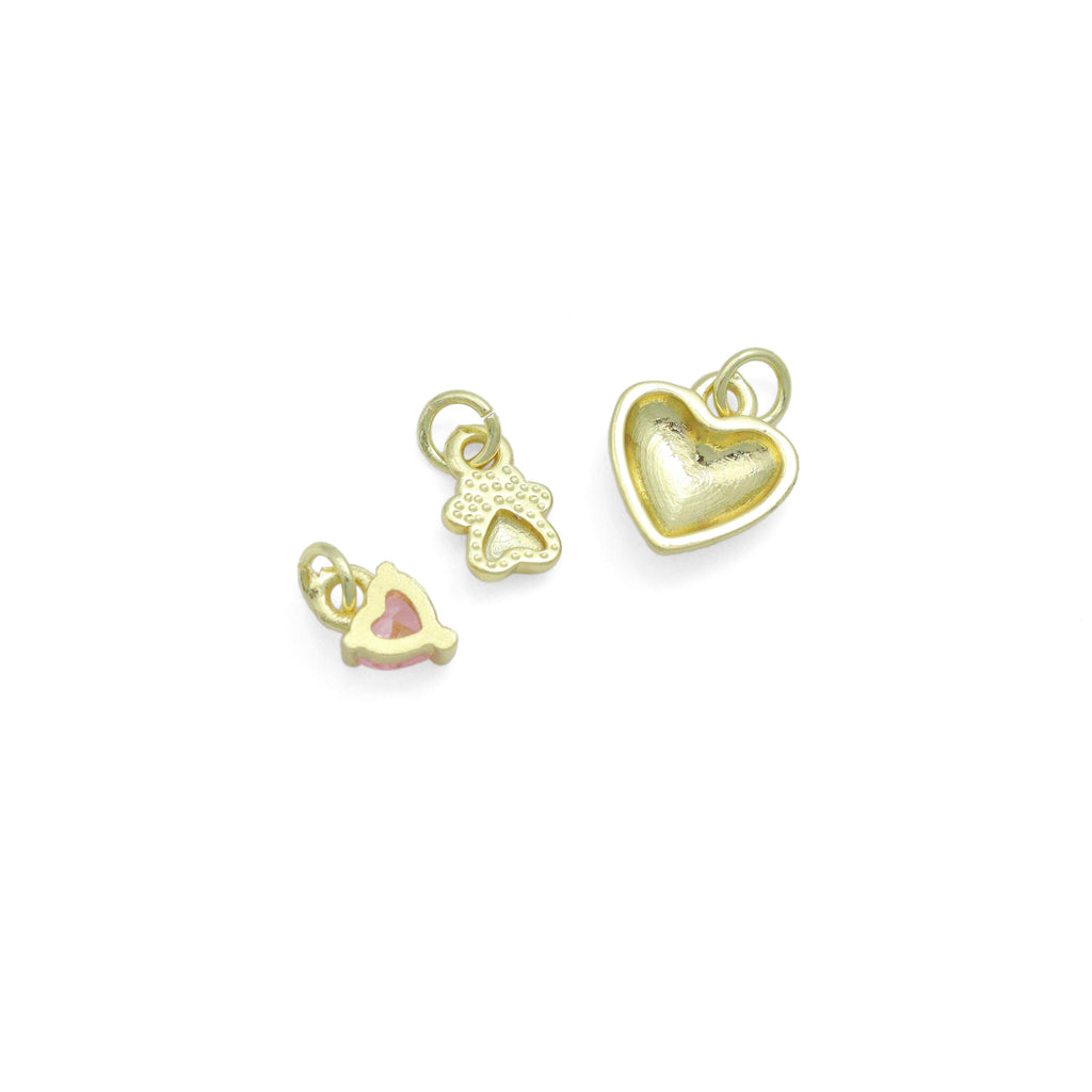 CZ Gold Heart Ram's Horn Charm Pendant,Sku#LD752