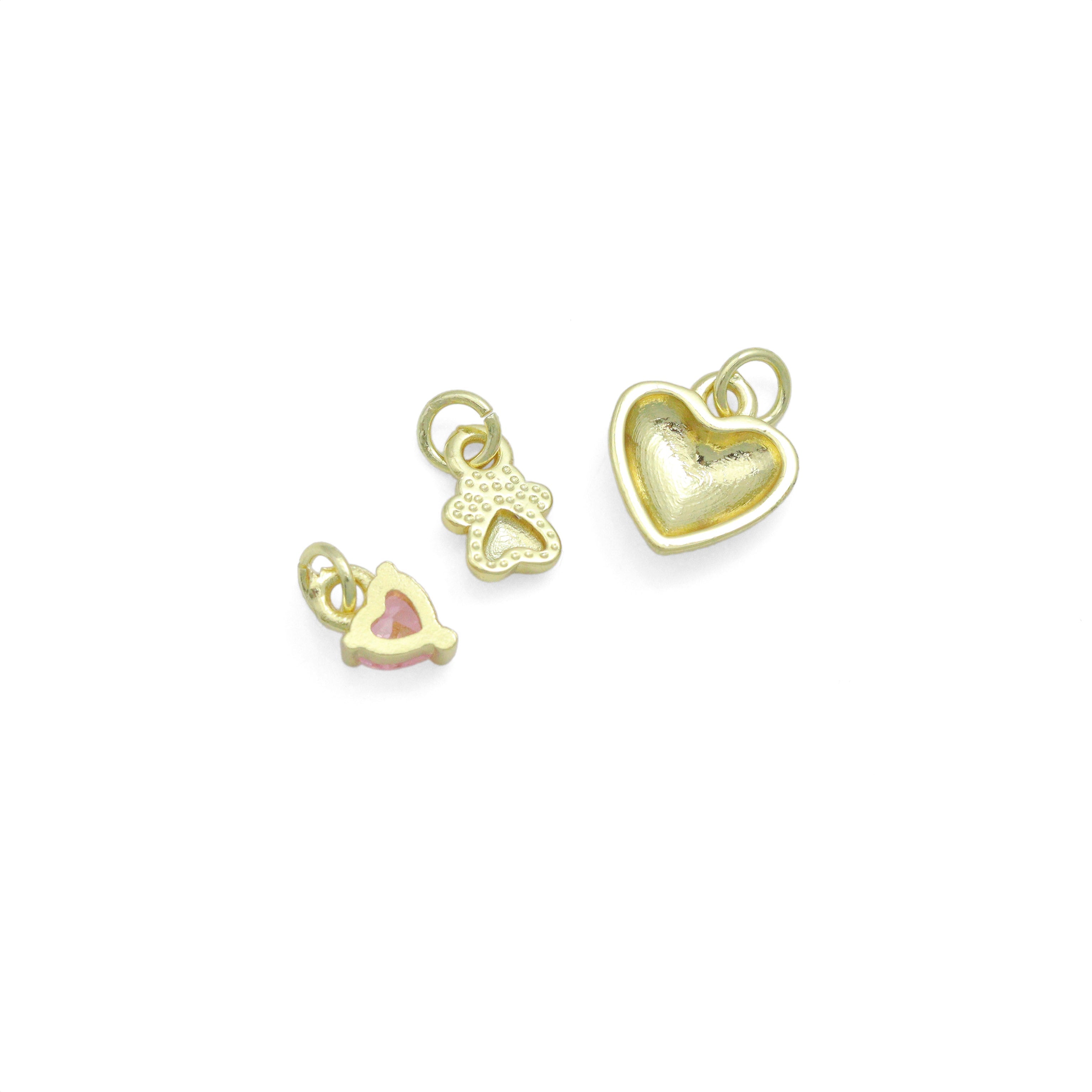 CZ Gold Heart Ram's Horn Charm Pendant,Sku#LD752