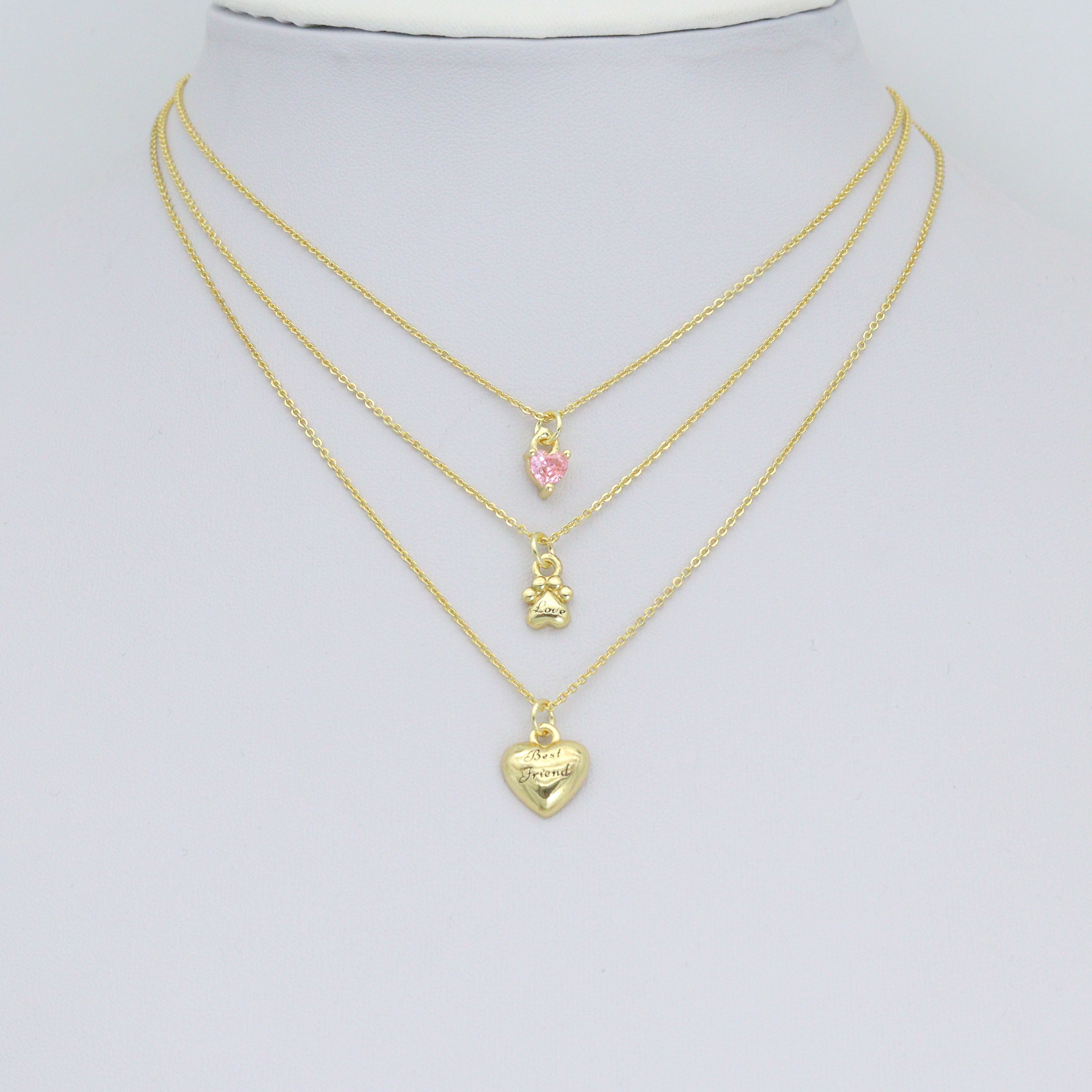 CZ Gold Heart Ram's Horn Charm Pendant,Sku#LD752