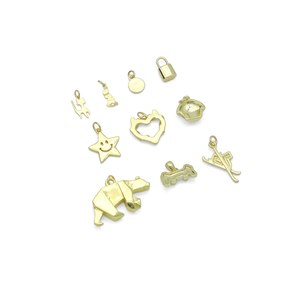 Gold Cat Dog Star Heart Cake Bear Game Controller Ski Blaze Charm Pendant, Sku#Y1054
