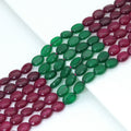 8x10mm Red and Green Smooth Oval Jade, Sku#U2174