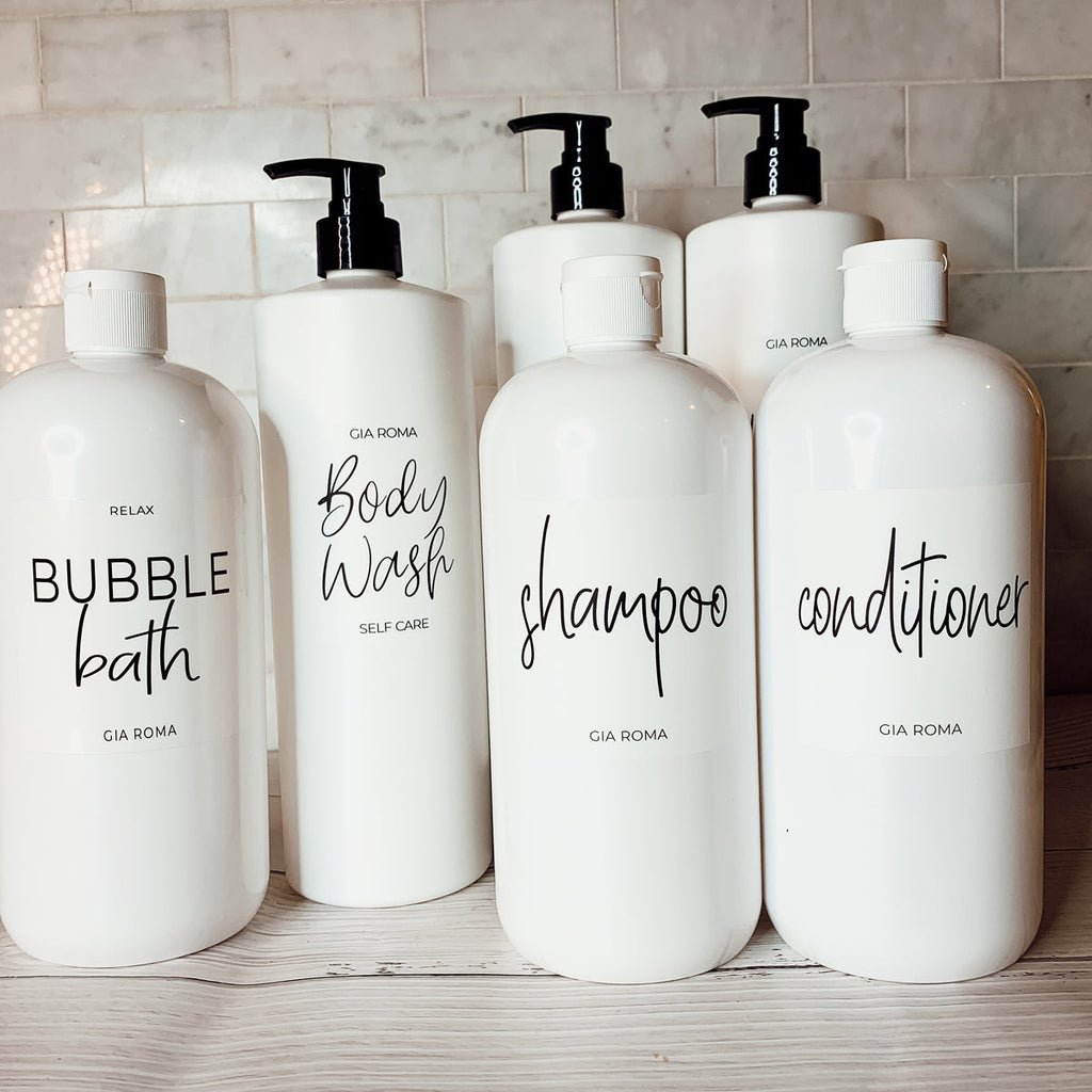 32oz White Plastic Refillable Dispenser Bottles - Reusable Soap Lotion Pump