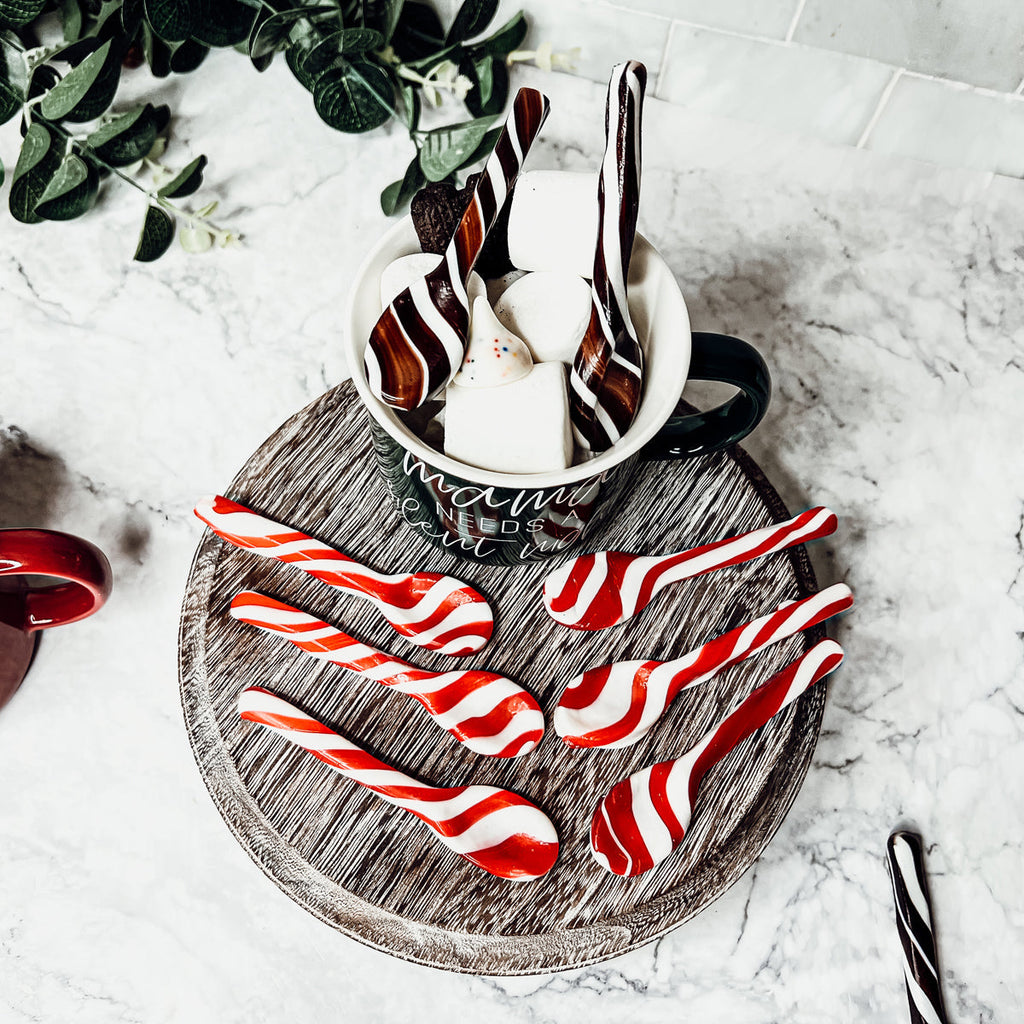 Edible Spoons 3 Flavors Peppermint Cinnamon Hot Cocoa Holiday Party Treats