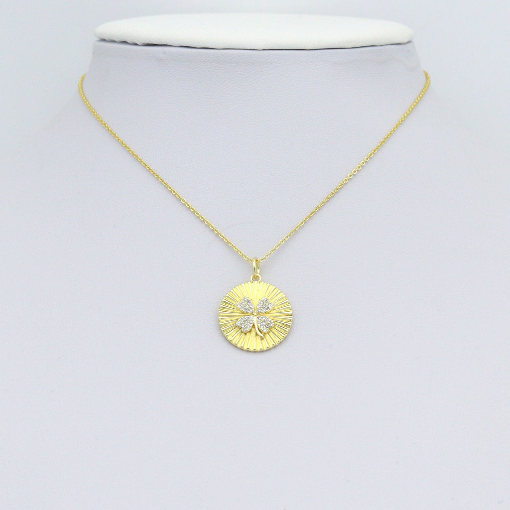 Clear CZ Clover Shamrock Coin Shape charm, Sku#LX889