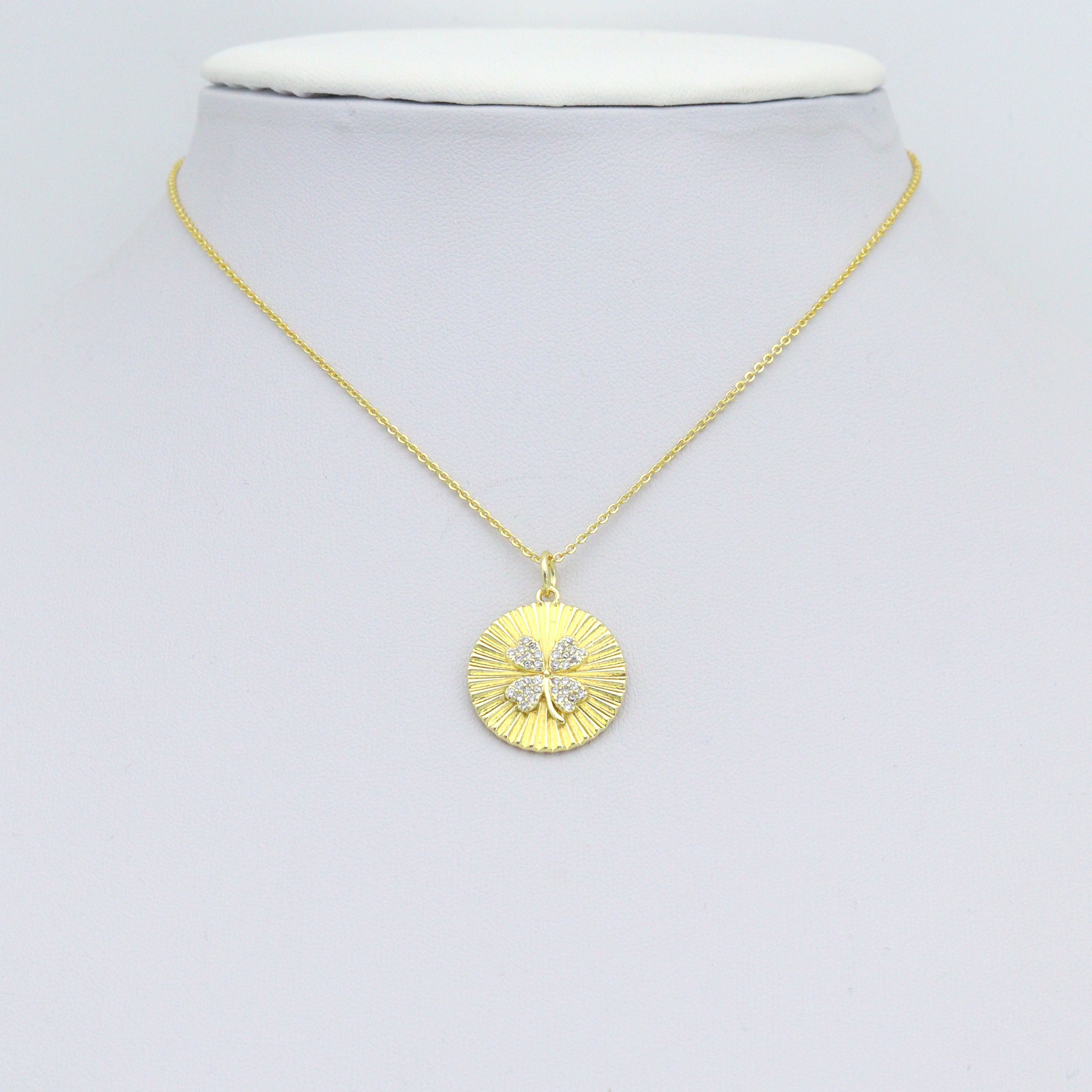 Clear CZ Clover Shamrock Coin Shape charm, Sku#LX889