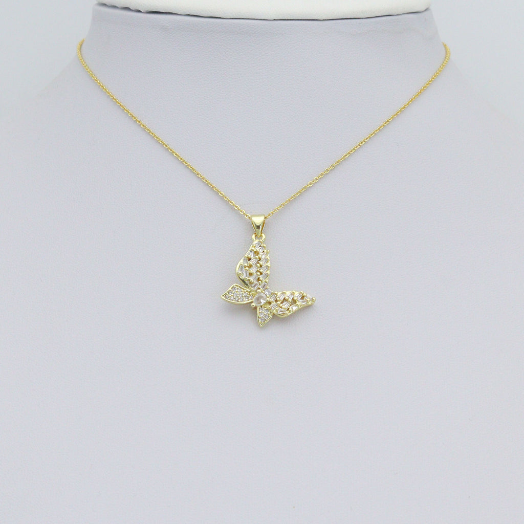 Baguette CZ Butterfly Shape charm, Sku#LK1267