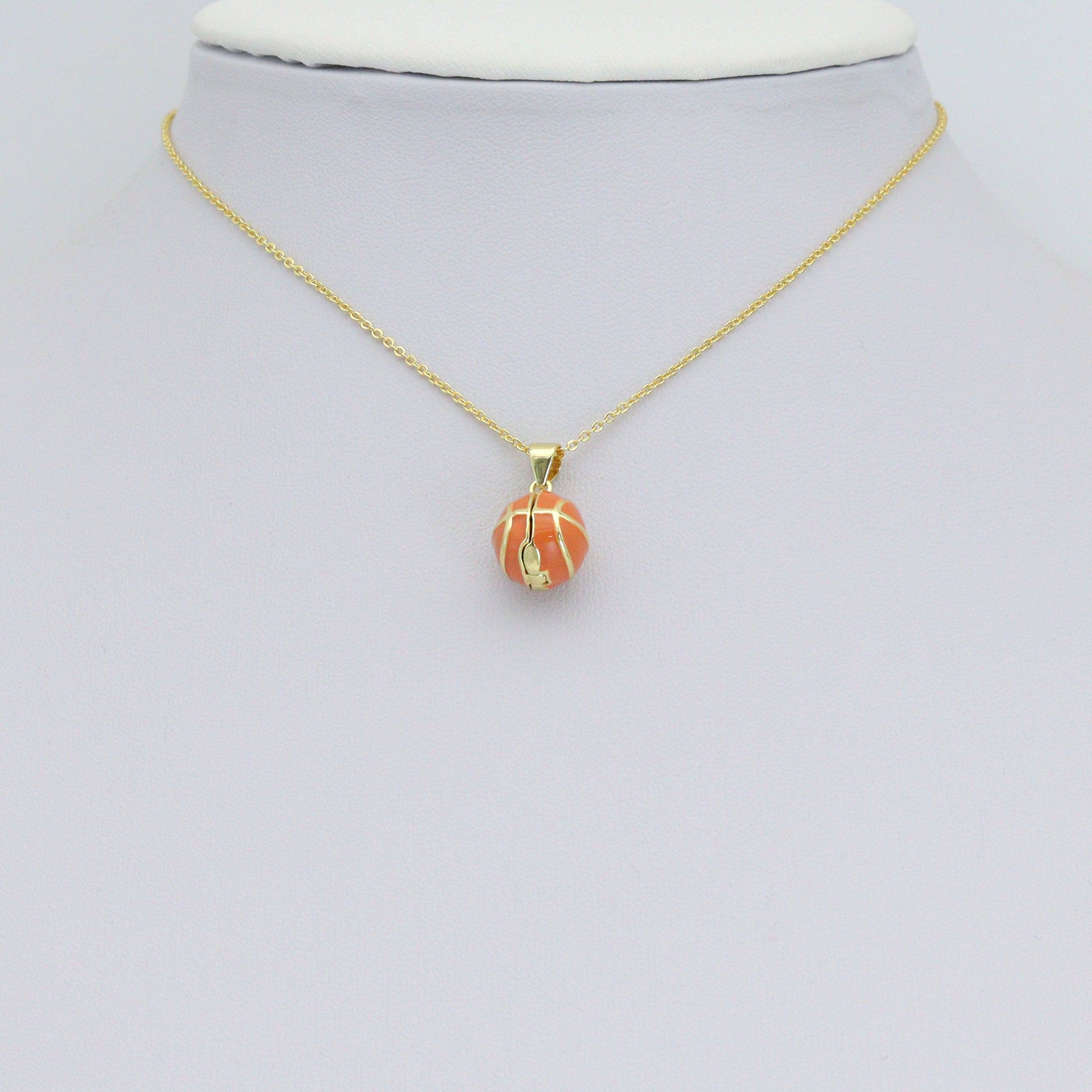 3D openable Basketball with heart inside Shape charm, Sku#LK1269