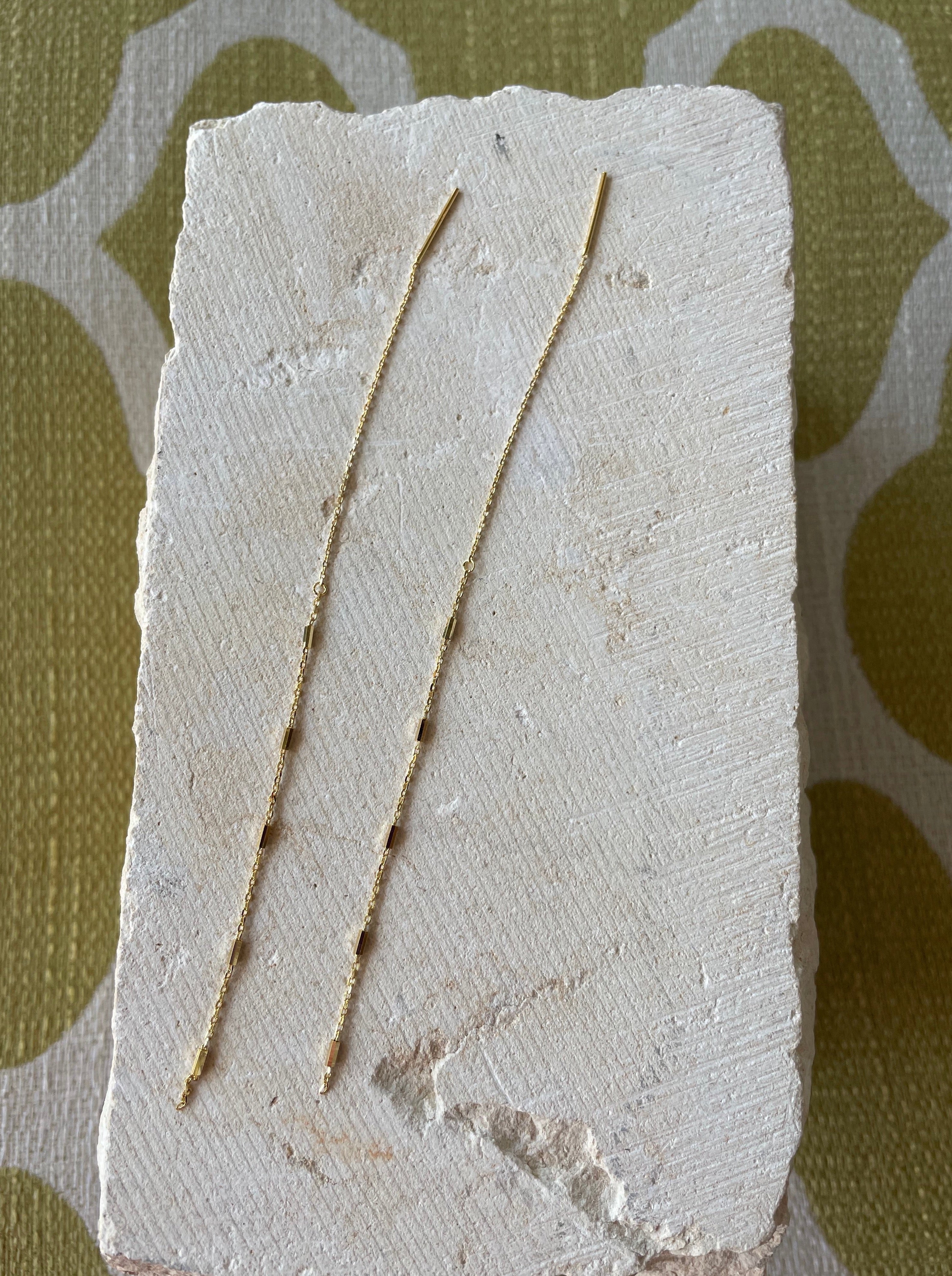 Gold Bead Threader Earrings