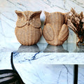Basket Weave Owl Figurine Resin Rustic Owl Bookend Tabletop Accent Home Decor