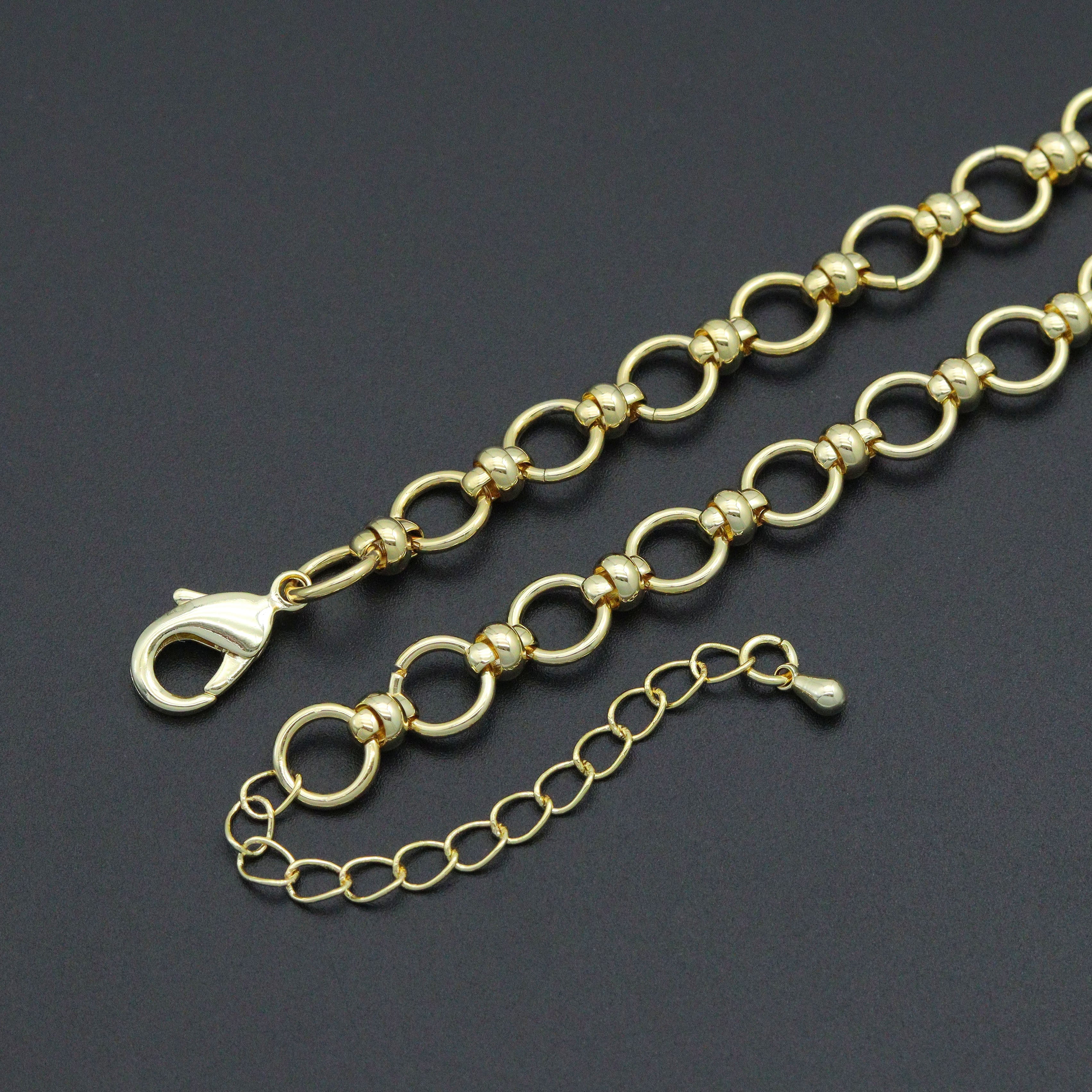Gold Round Link Chain Necklace Bracelet, sku#EF771