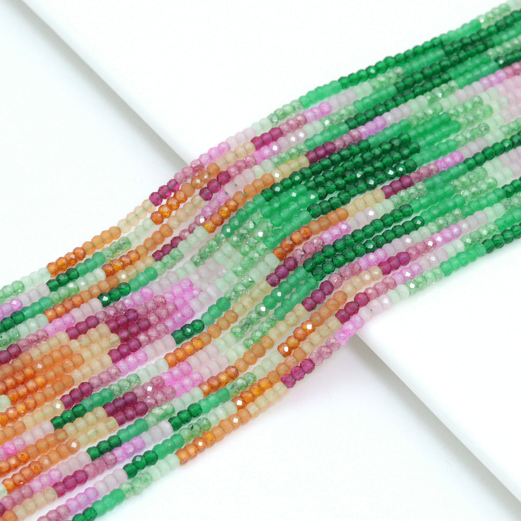 2x3mm Rainbow CZ/Crystal/Cat;s Eye Rondelle Faceted Beads, Sku#U2327