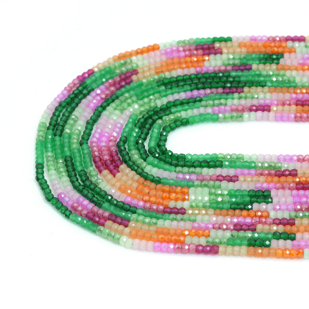 2x3mm Rainbow CZ/Crystal/Cat;s Eye Rondelle Faceted Beads, Sku#U2327