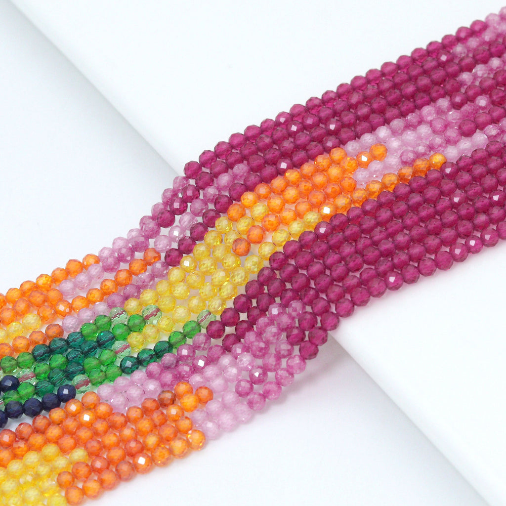 2x3mm Multicolor CZ with Crystal Rondelle Faceted Beads, Sku#U2328