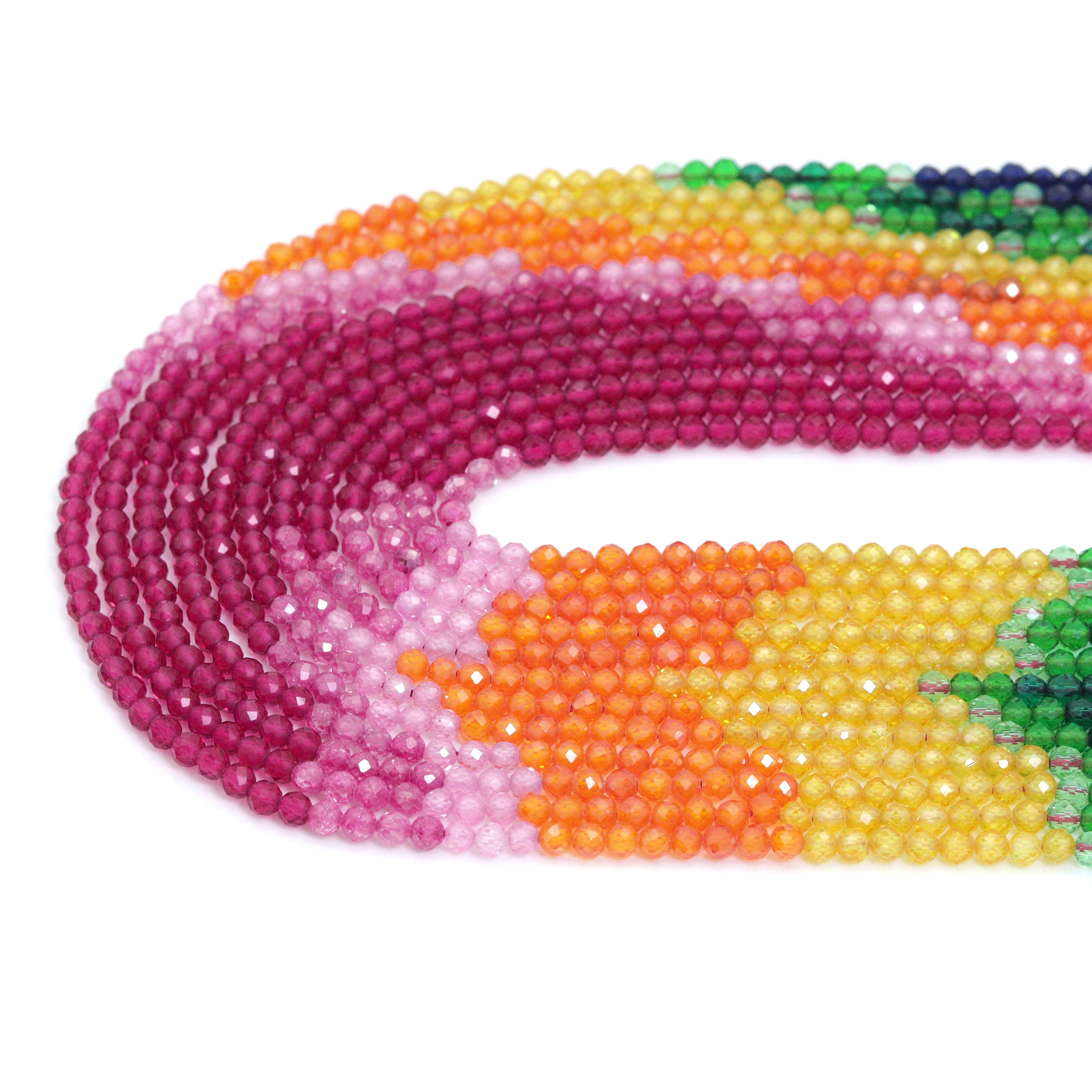 2x3mm Multicolor CZ with Crystal Rondelle Faceted Beads, Sku#U2328