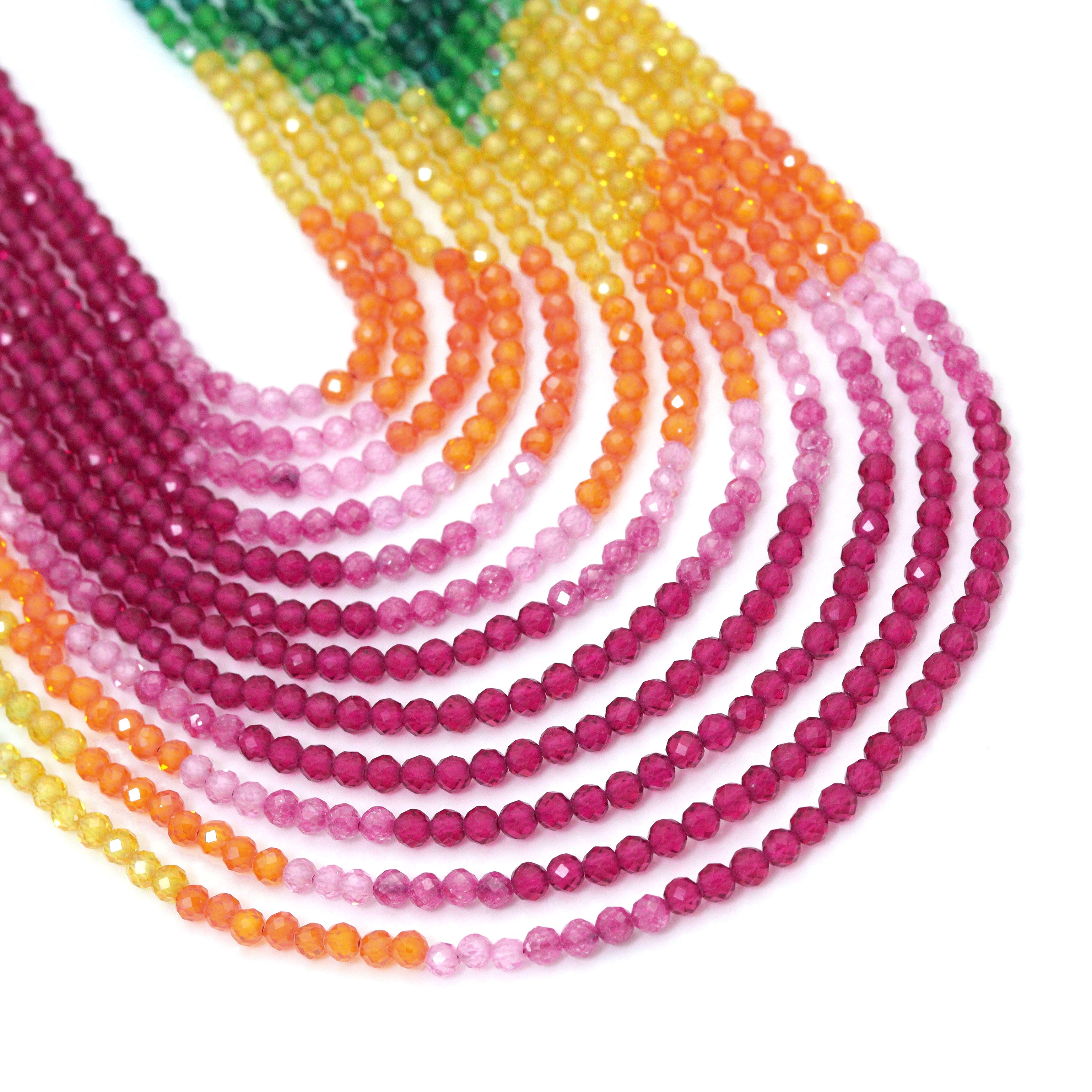 2x3mm Multicolor CZ with Crystal Rondelle Faceted Beads, Sku#U2328