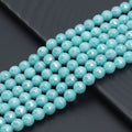 Mystic Silverite Plated Faceted Emerald Jade beads, U343