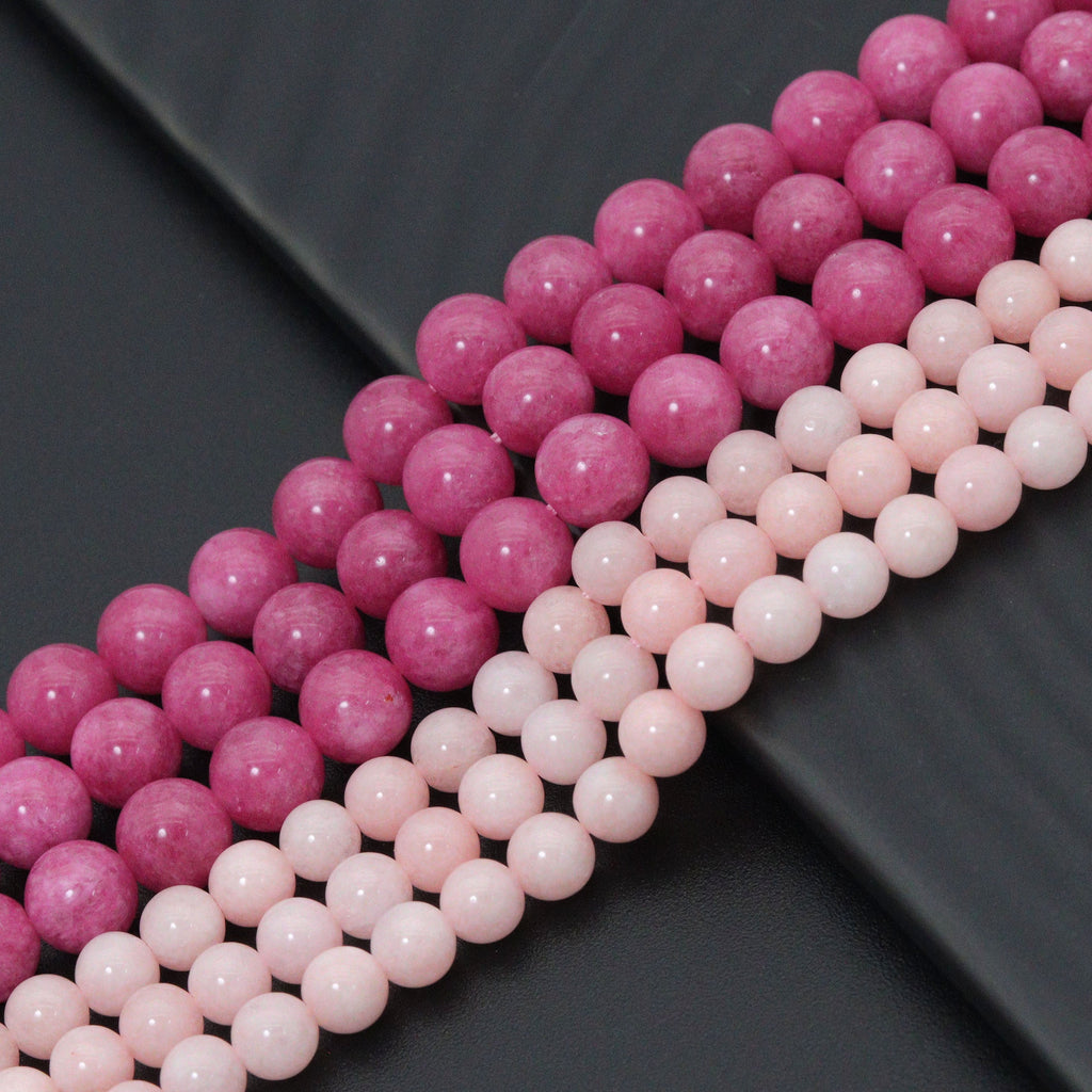 Natrual Rhodochrosite/Peach Jade, 6mm/8mm/10mm Round Smooth Jade, Dyed Jade, 15.5'' Full Strand, Sku#U996