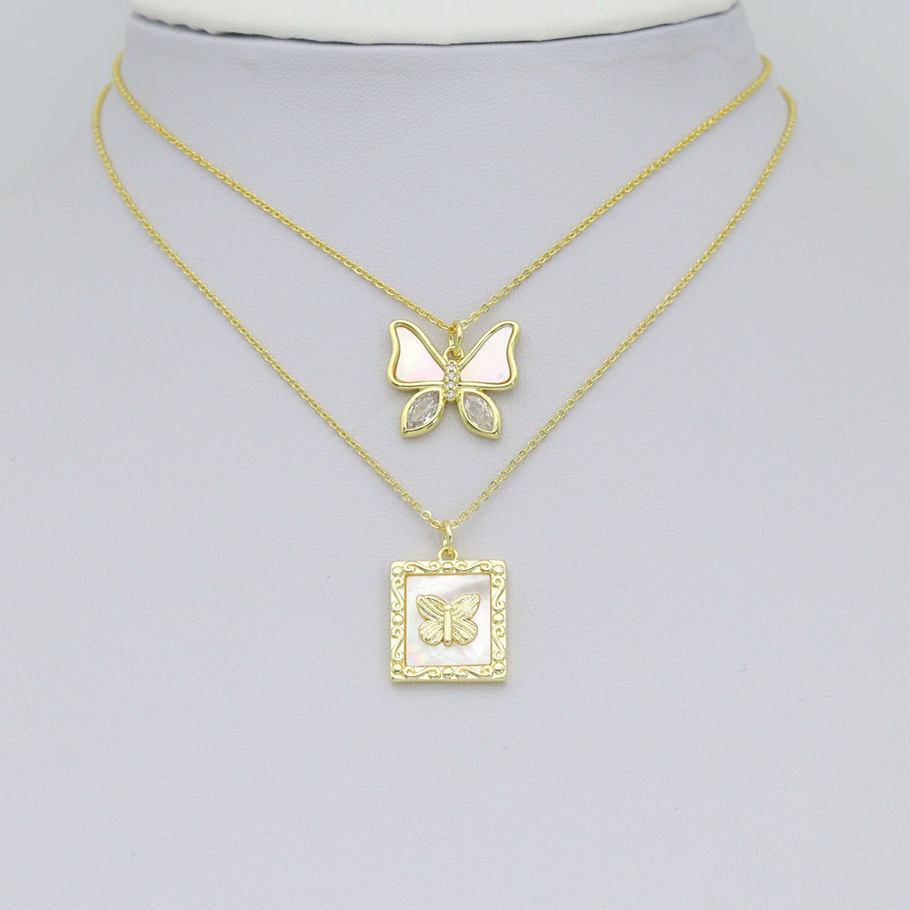 Mother of Pearl Butterfly Charm Pendant, Sku#L743