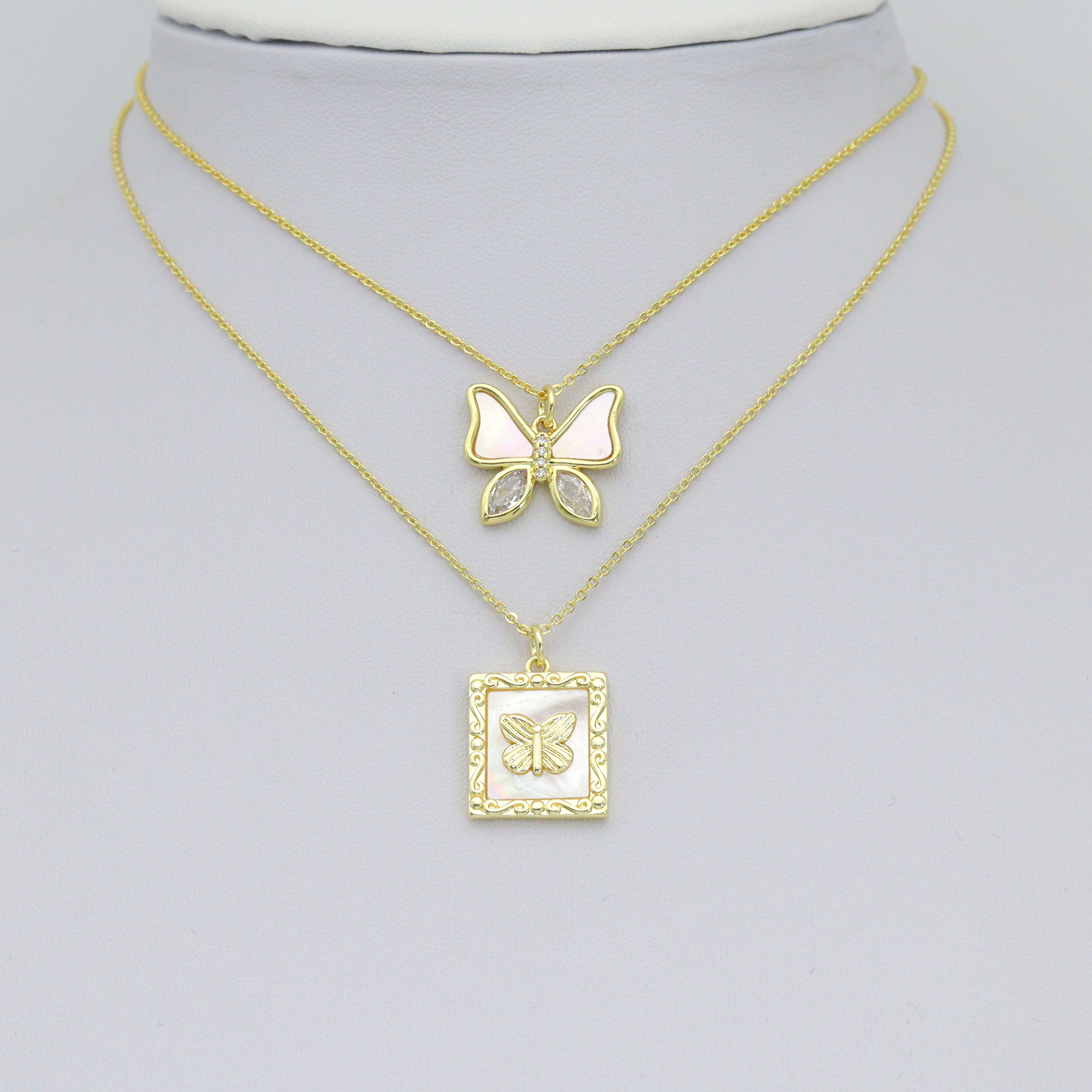 Mother of Pearl Butterfly Charm Pendant, Sku#L743
