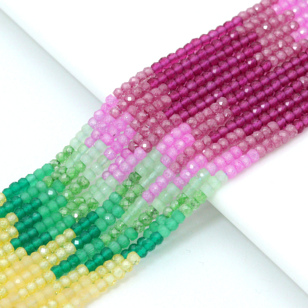 2x3mm Multicolor CZ/Crystal/Cat's Eye Rondelle Faceted Beads, Sku#U2332
