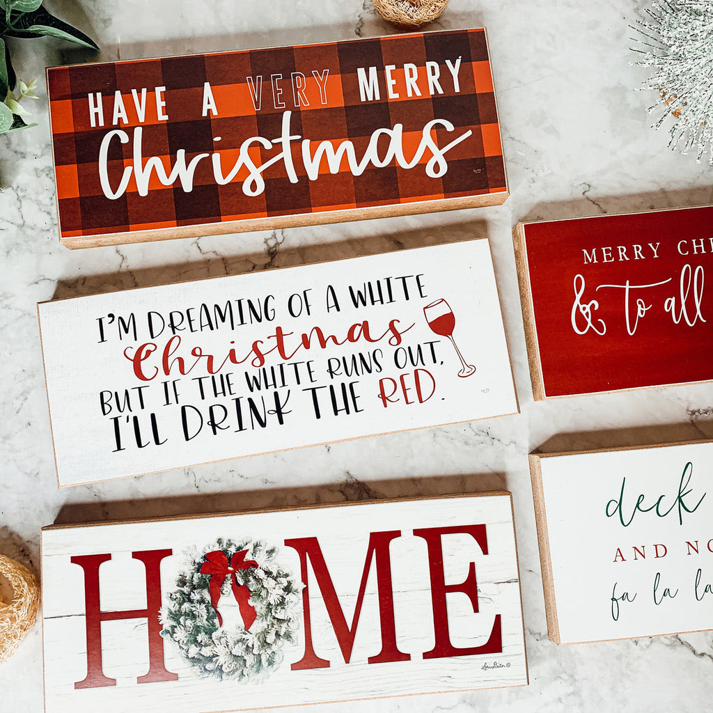 Christmas Home Wreath Sign Holiday Mantel Shelf Tray Decor Rustic Wooden