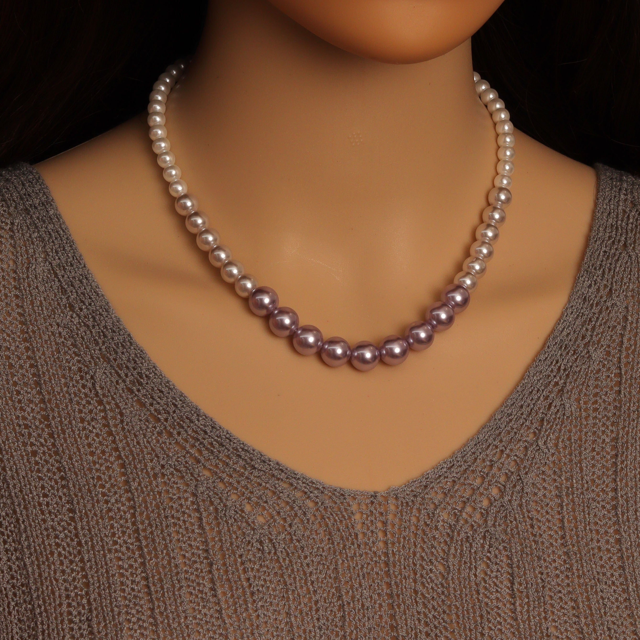 Pink Purple Pearl Beads Necklace, sku#EF695