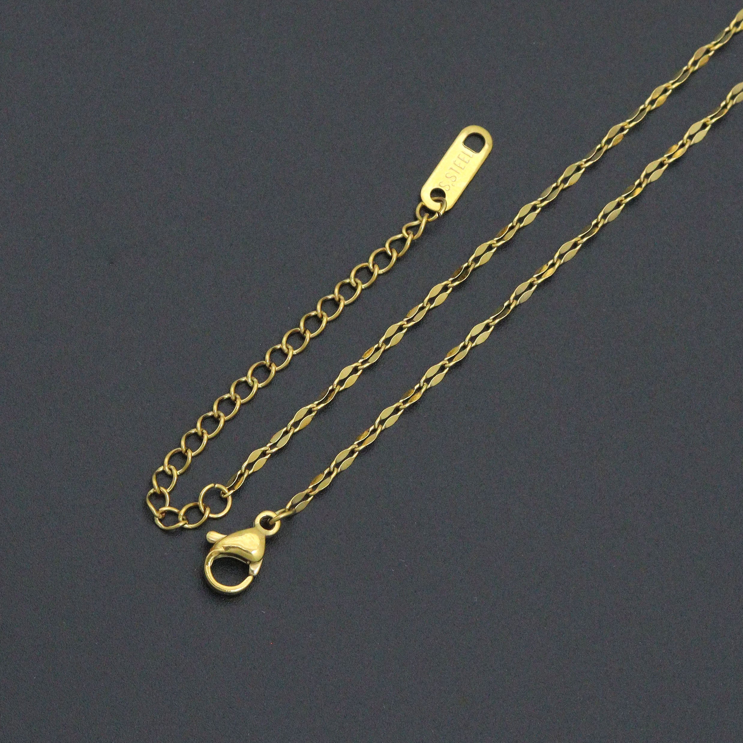 Mother of Pearl Shell Pendant Gold Dainty Link Adjustable Necklace , Sku#BXG17