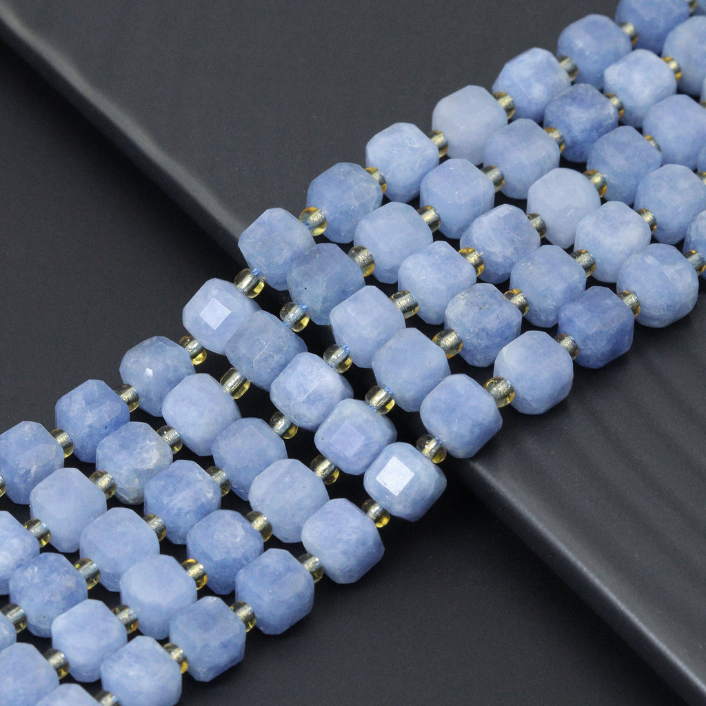 8mm Faceted Cube Jade Beads, Sku#U2246-2