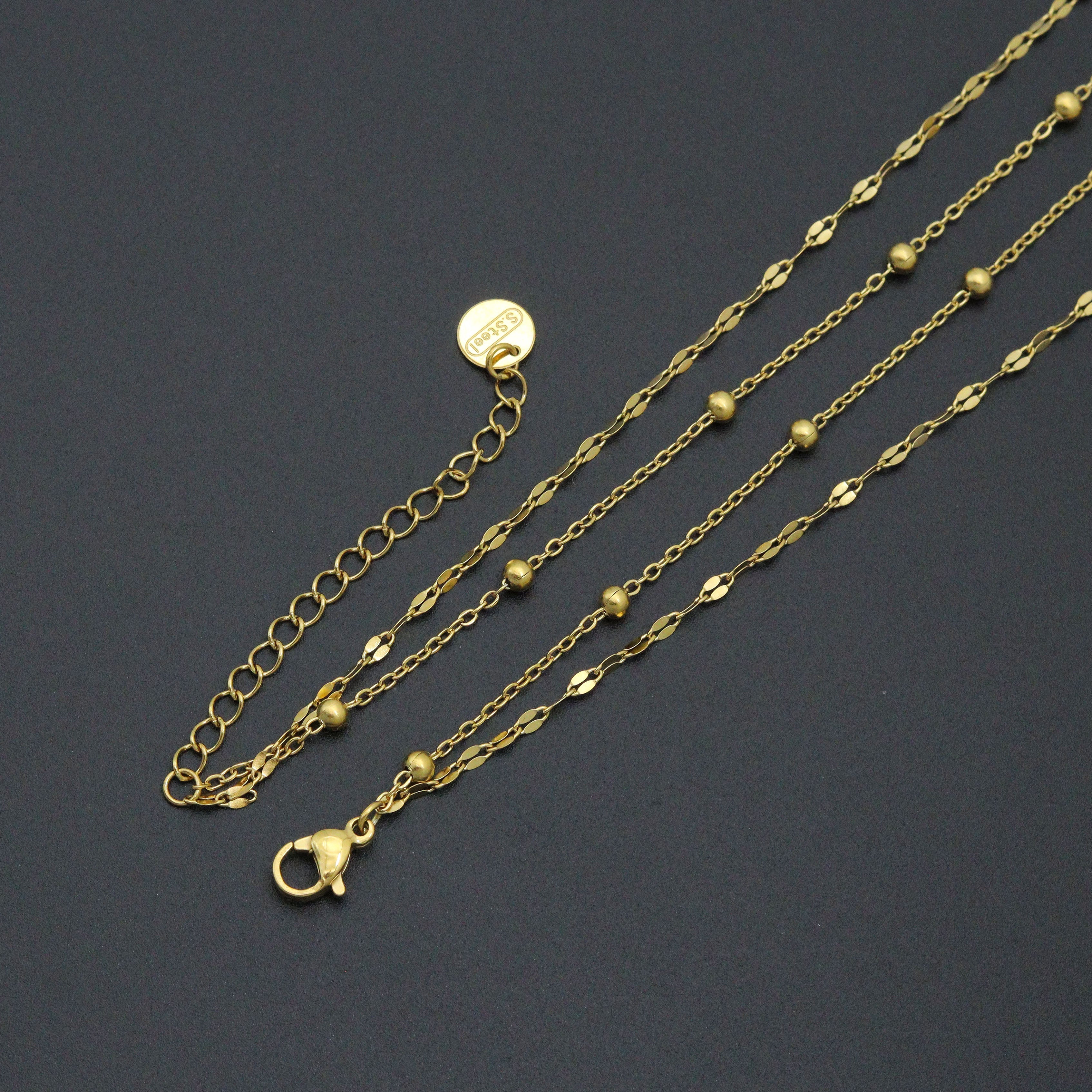 Flower Pendant Double Link Link Chain Necklace , Sku#BXG18
