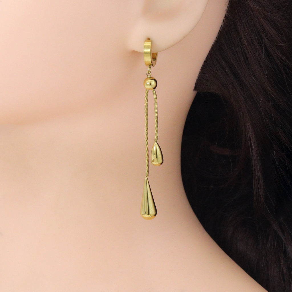 Gold Teardrop Pendant Snake Chain Necklace Earring set, Sku#BXG13