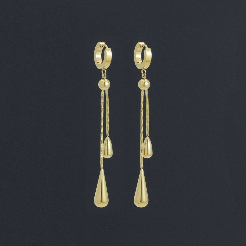 Gold Teardrop Pendant Snake Chain Necklace Earring set, Sku#BXG13