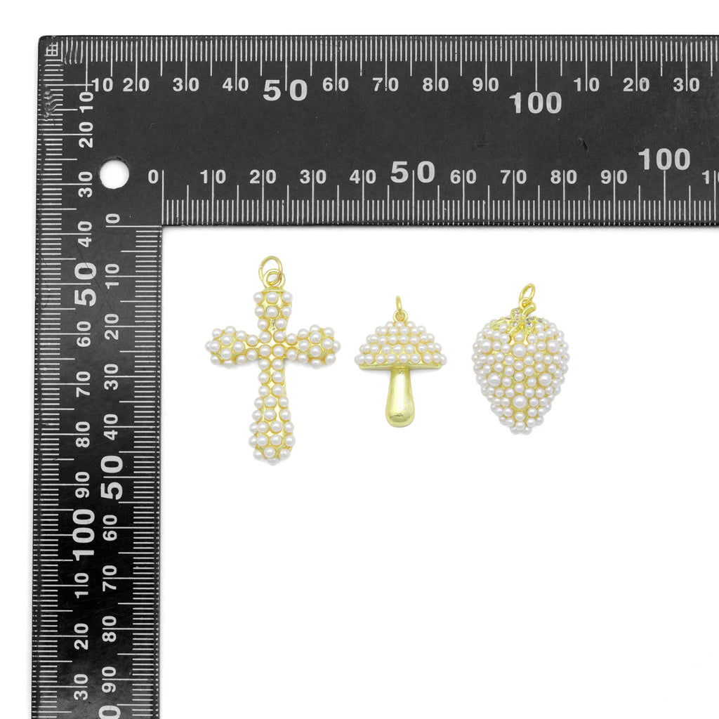 White Pearl Cross Mushroom charm, Sku#A500
