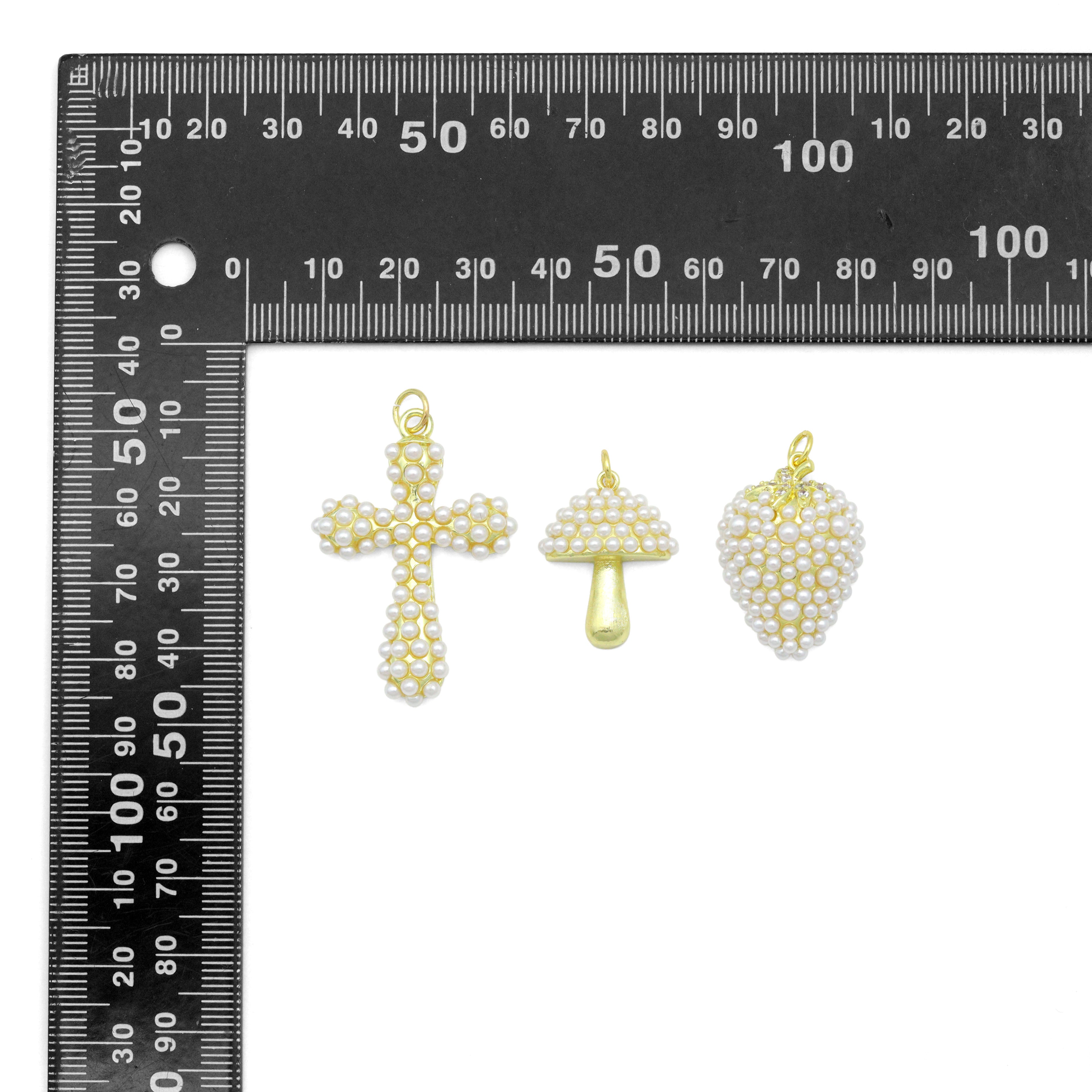 White Pearl Cross Mushroom charm, Sku#A500