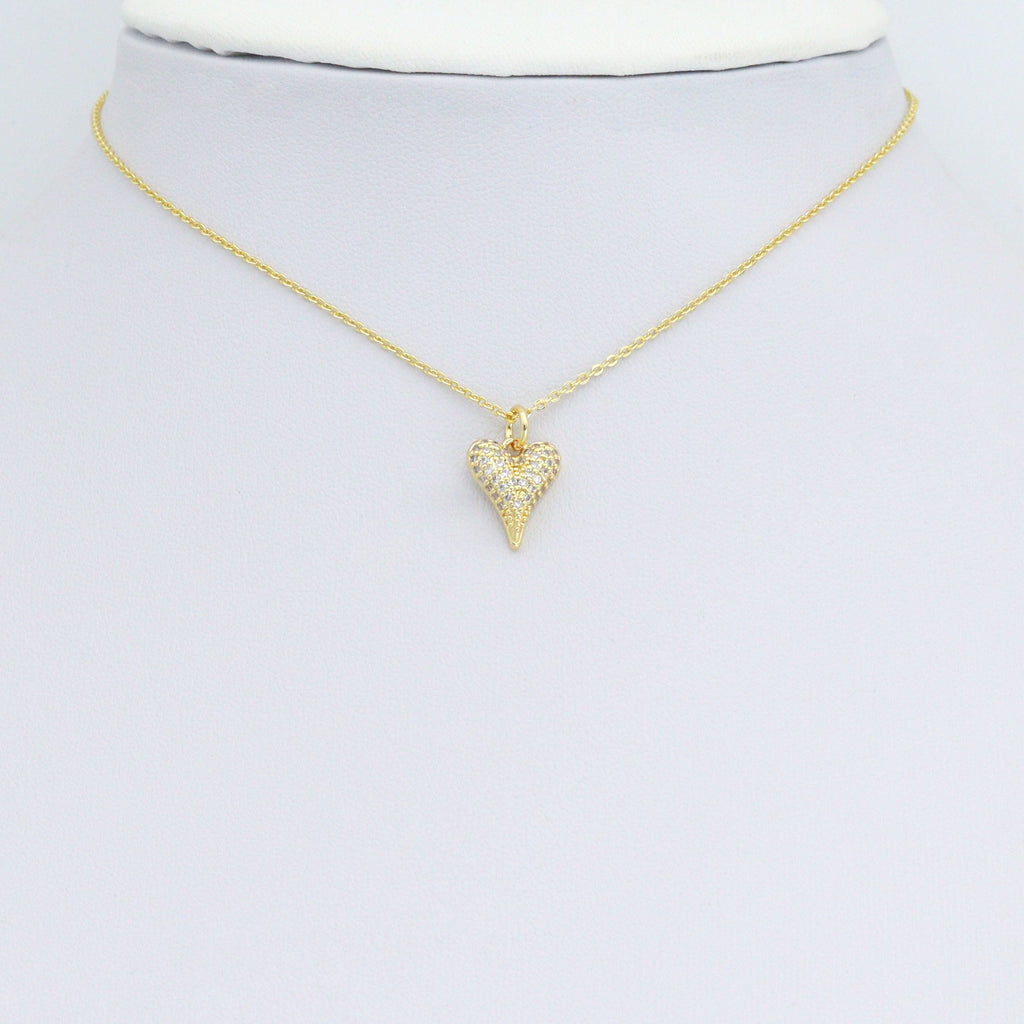 Cute Clear CZ Gold Heart Charm Pendant,Sku#LD709