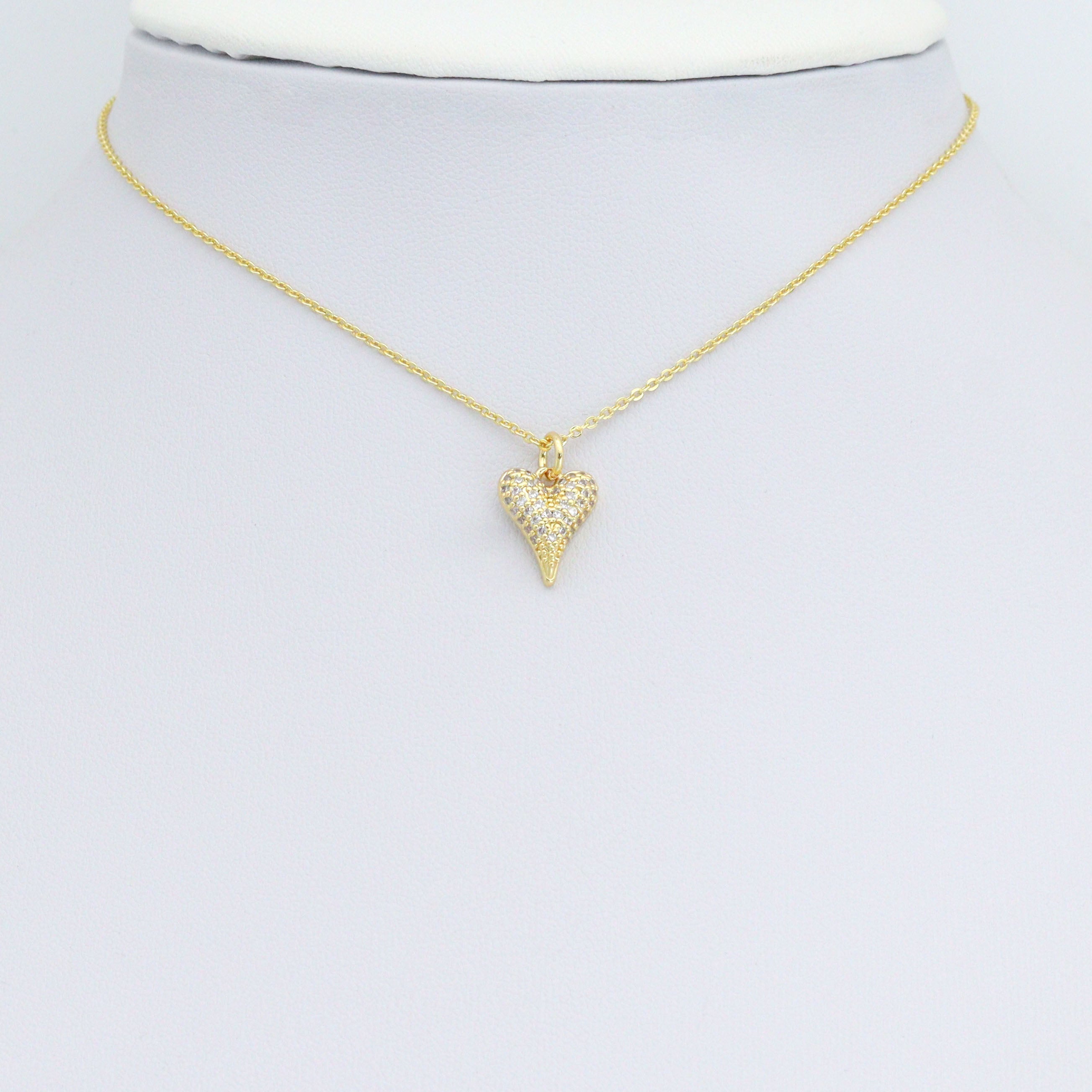Cute Clear CZ Gold Heart Charm Pendant,Sku#LD709