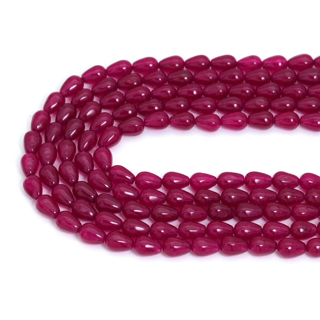 Green and Red Jade Smooth Teardrop Beads, Sku#U2336