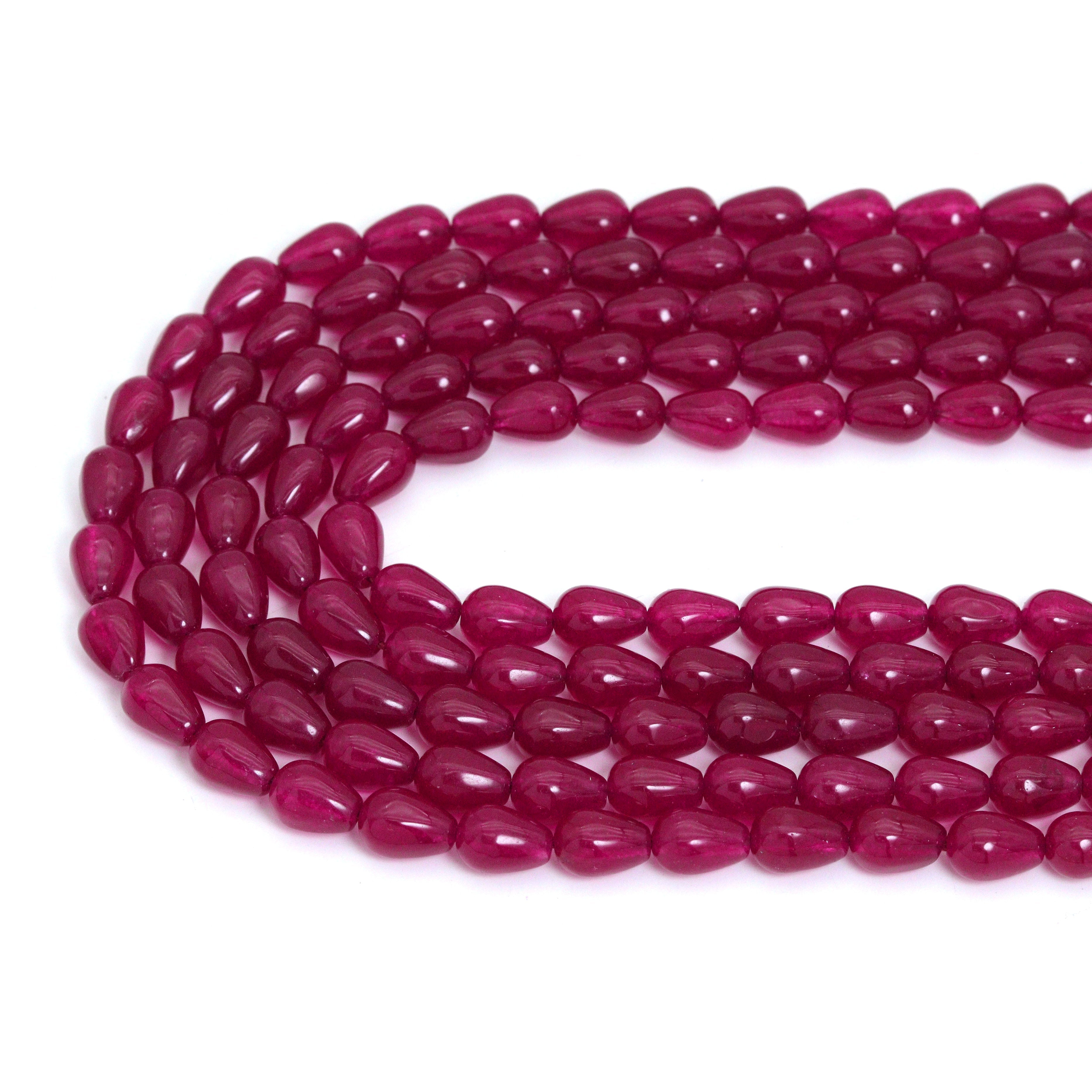 Green and Red Jade Smooth Teardrop Beads, Sku#U2336