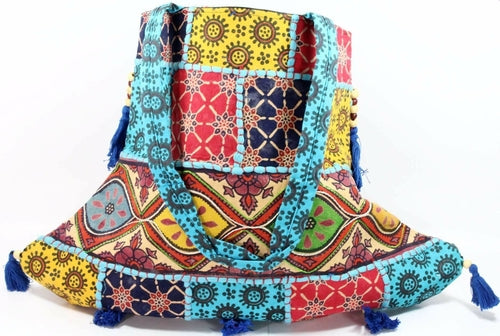 Handmade Cotton Patchwork Festival Jhola Tote Bag Tassel