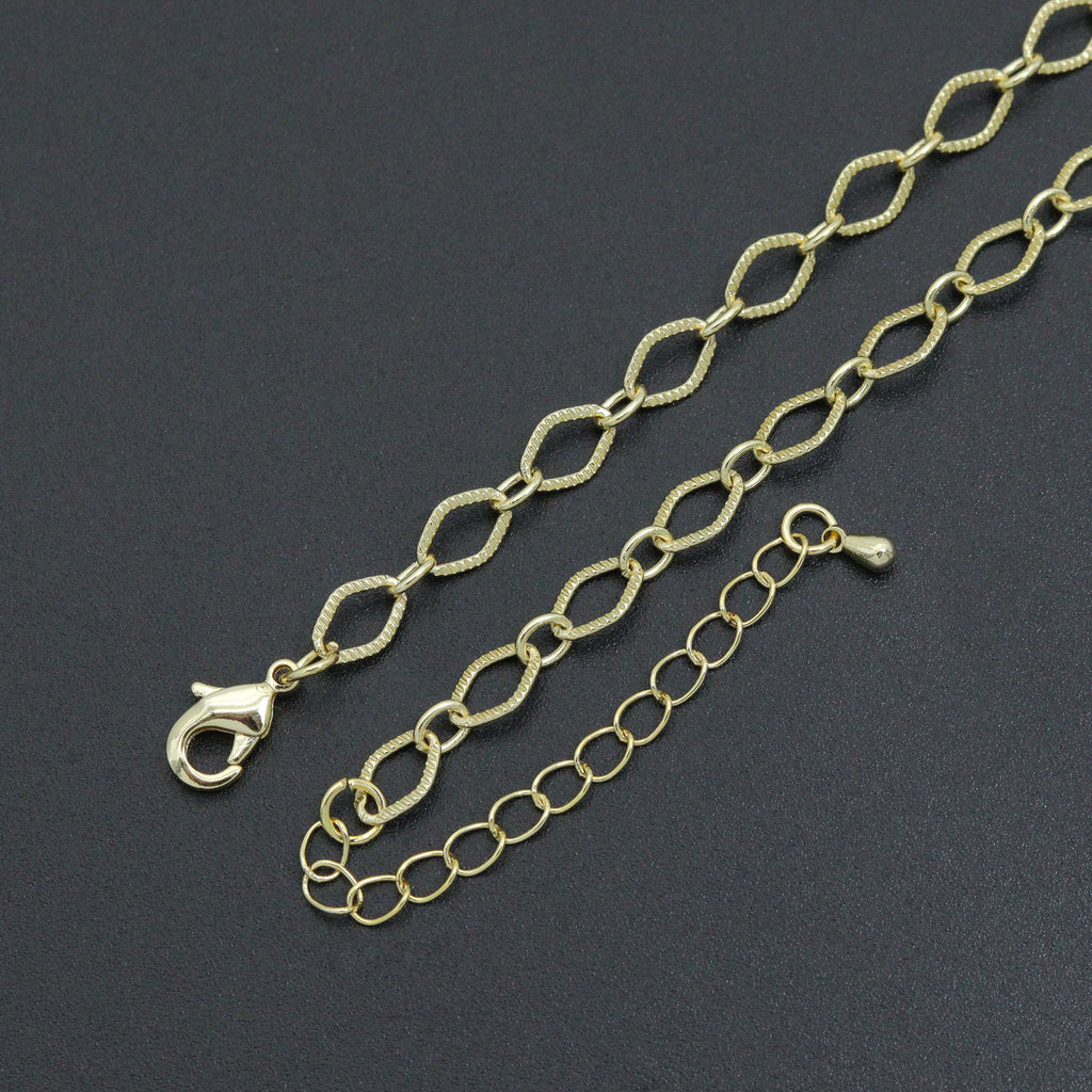 Diamond Shape Link Chain Necklace Bracelet, Charm bar necklace bracelet, sku#EF790